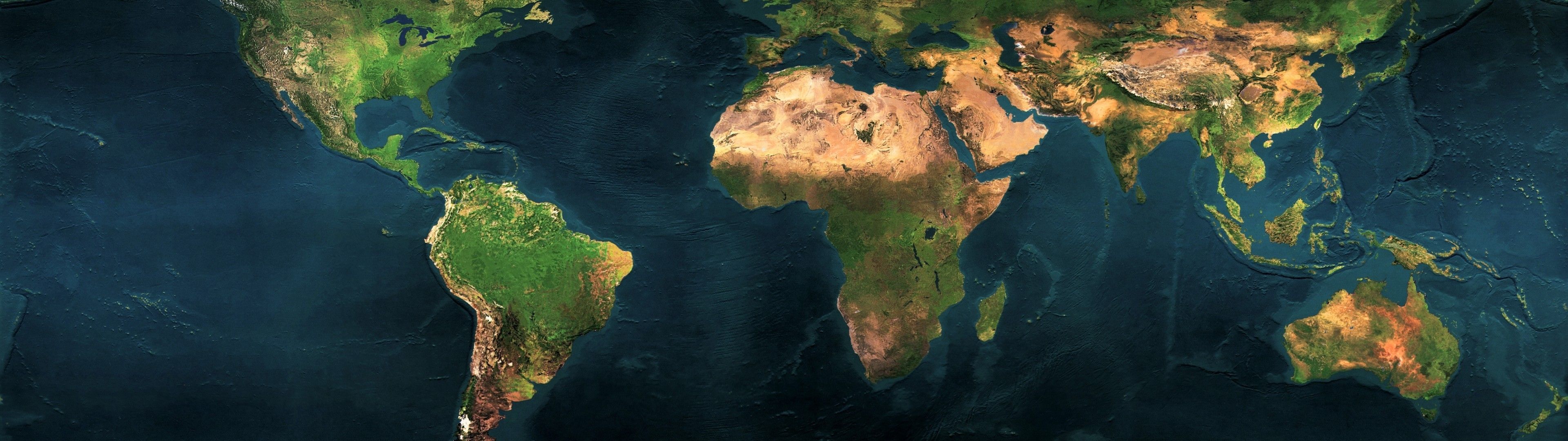 Mappa del mondo satellitare, 3840x1080 Ultrawide, Dual Monitor