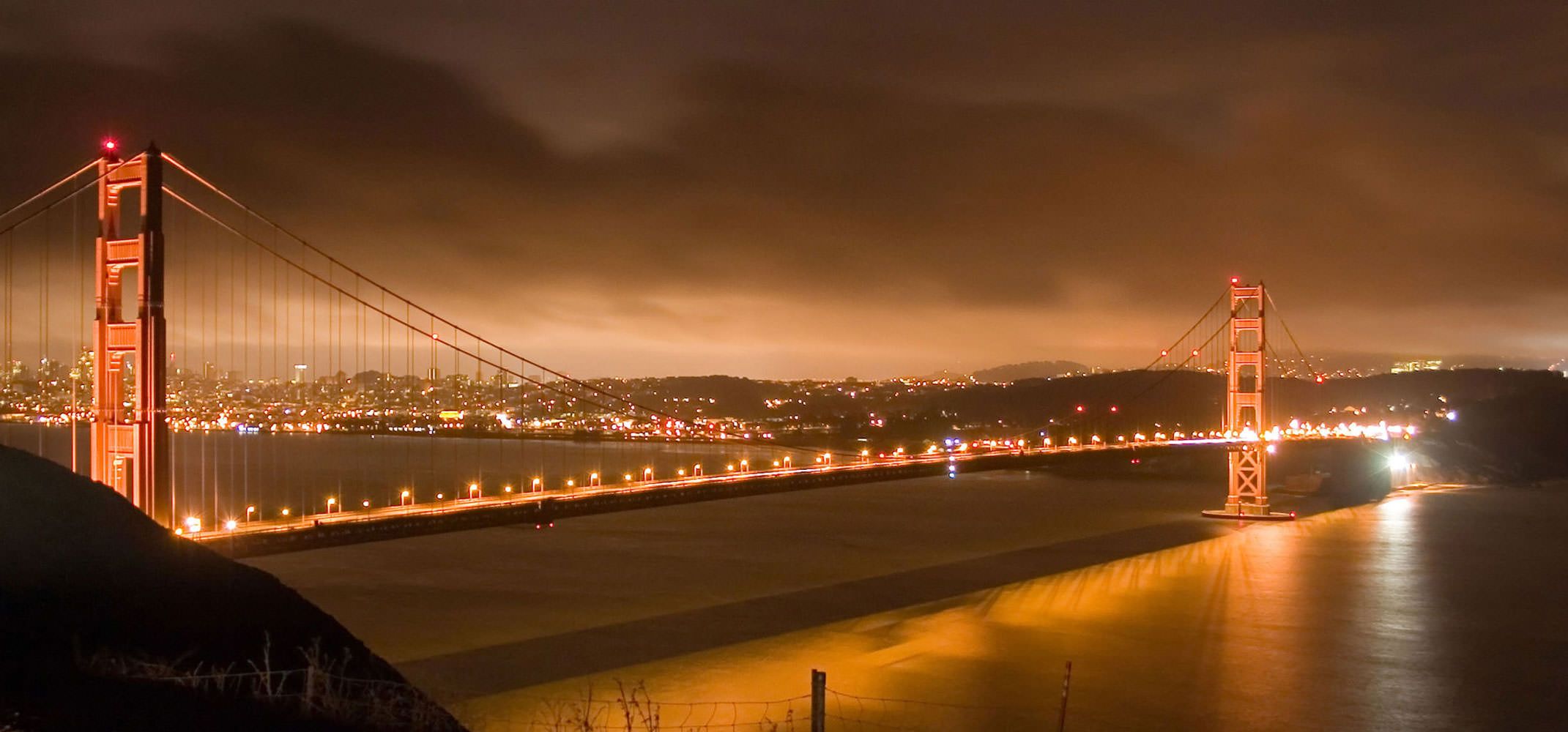 Golden Gate Bridge notturno, 2141x1000 alta risoluzione, Desktop
