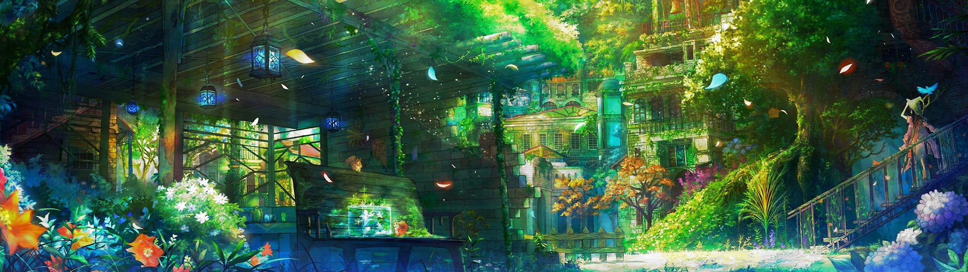 foresta fantasy anime verde, 1920x540 Ultrawide, Dual Monitor