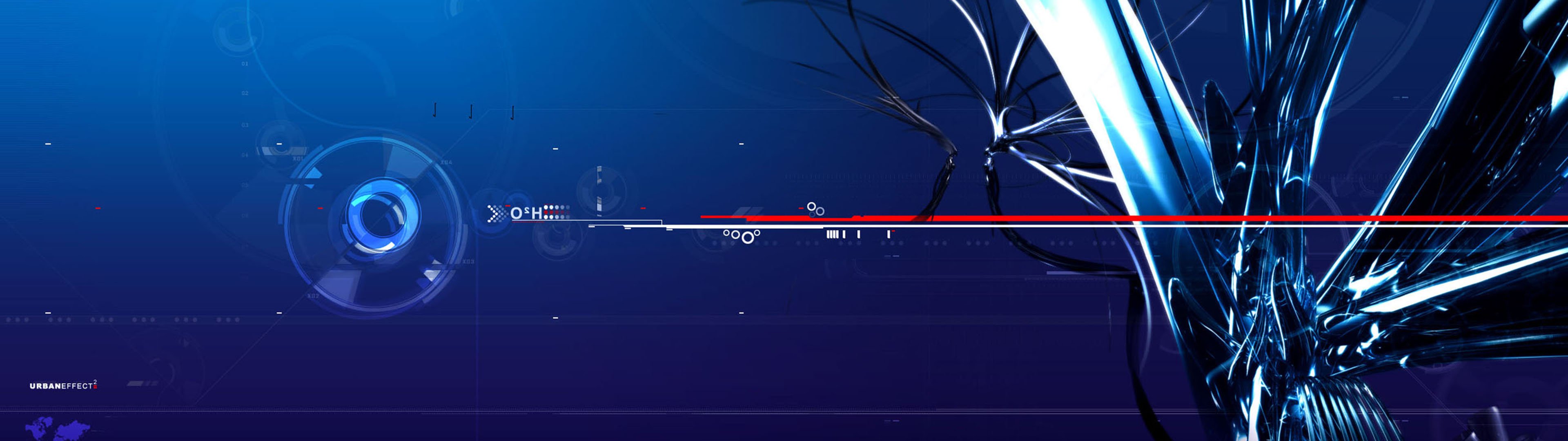 Astratto sci-fi blu tecnologico, 3840x1080 Ultrawide, Dual Monitor