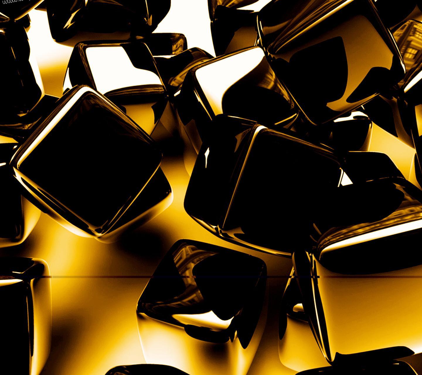 Cubi dorati 3D lucidi, 1440x1280 720p, Laptop