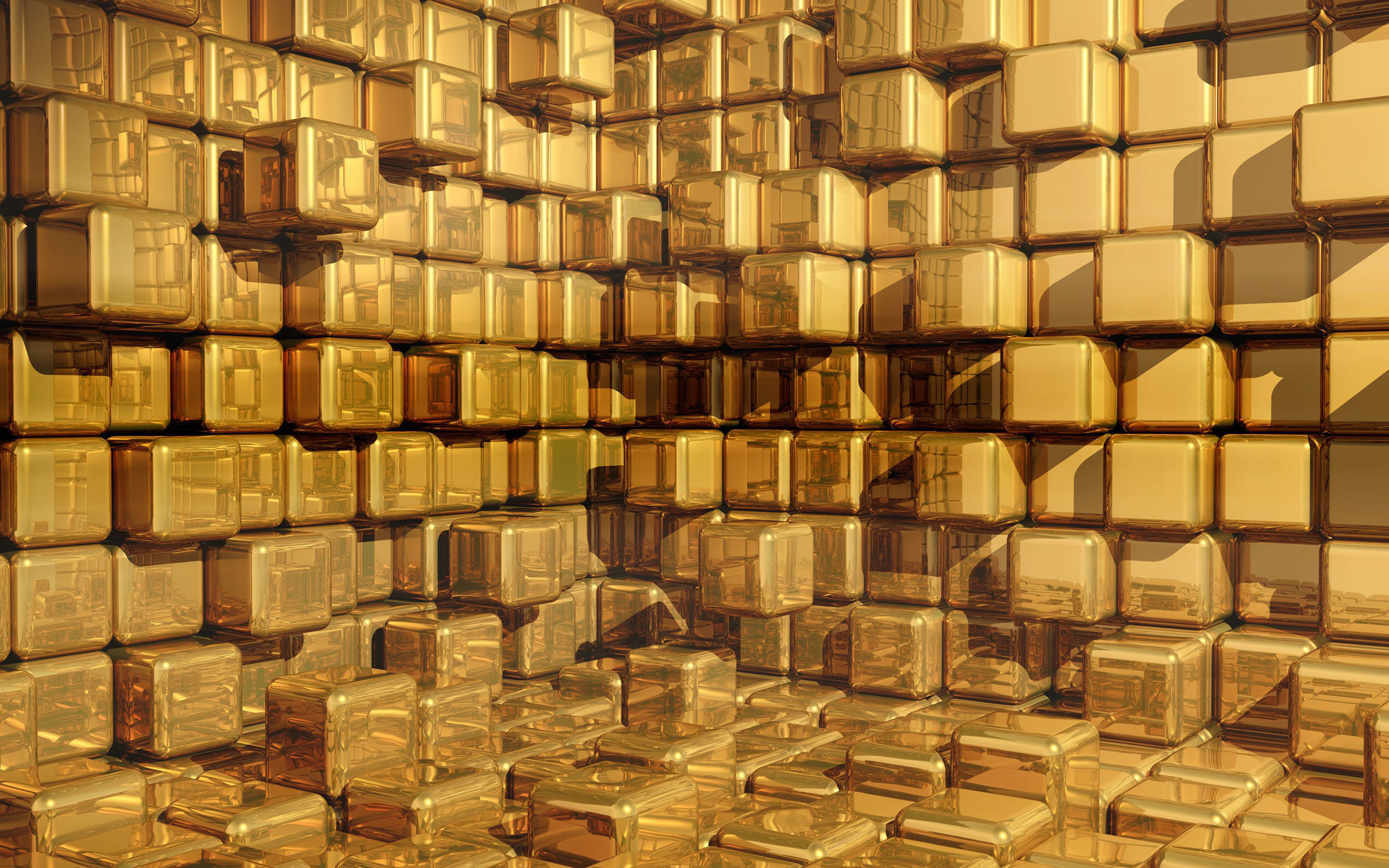 Cubi dorati 3D texture, 3840x2400 4K Ultra HD, Monitor 4K