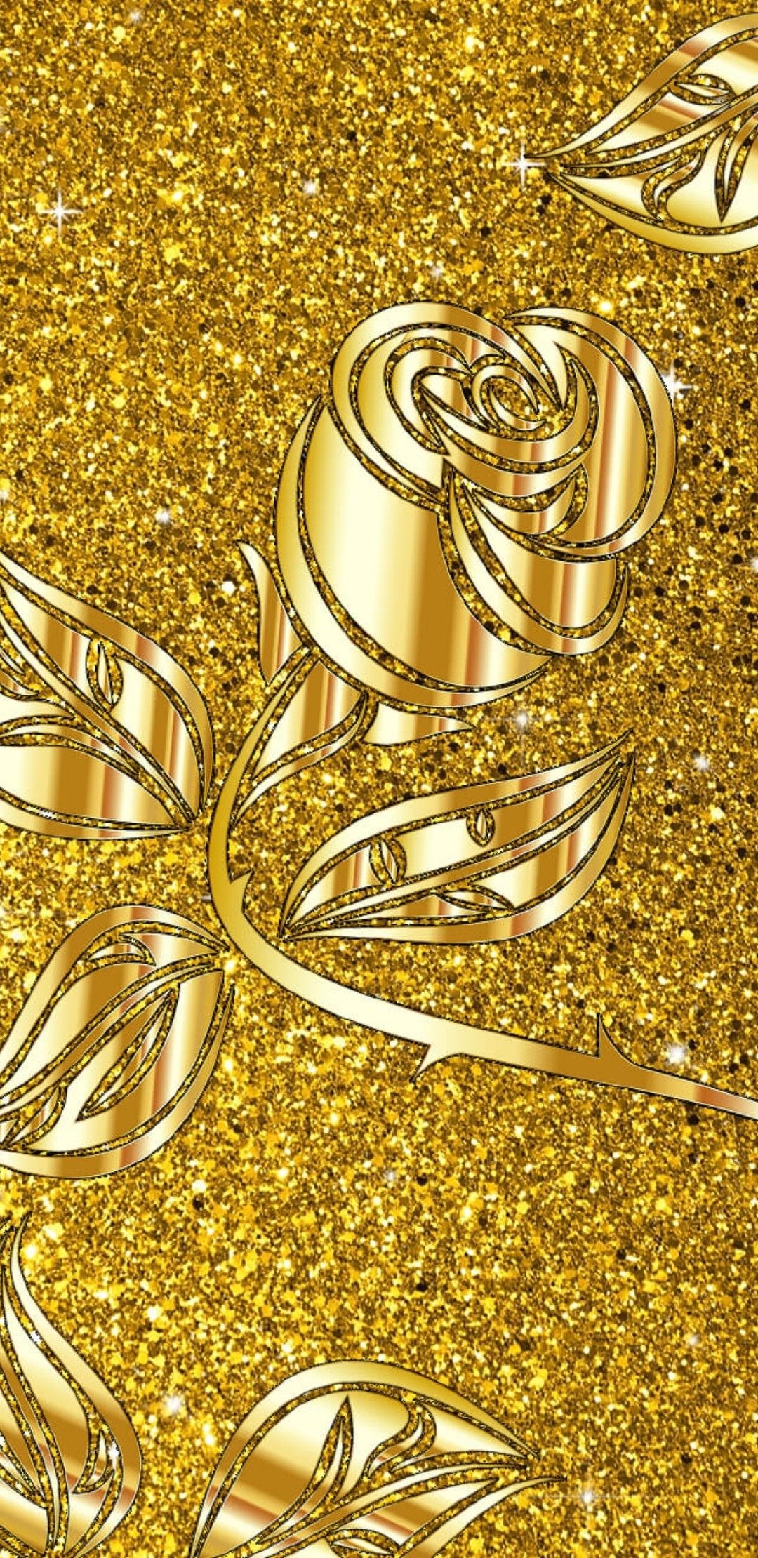 Rose dorate glitter, 1080x2220 Verticale, Mobile