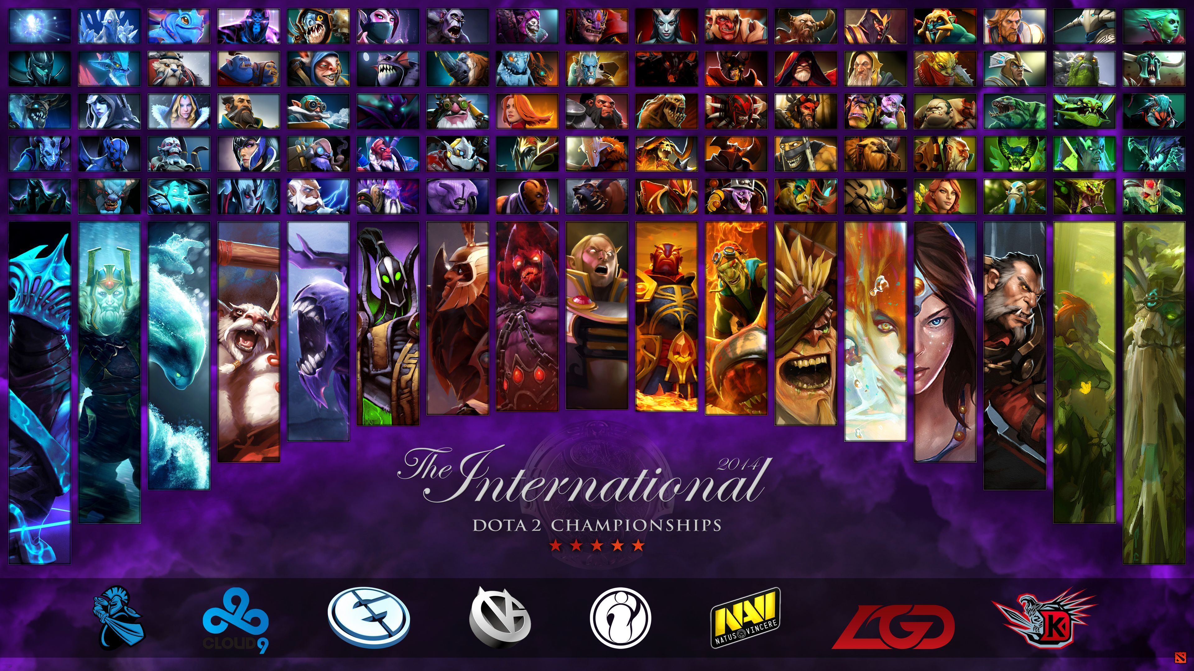 Dota 2 The International eroi, 3840x2160 Ultra HD, 4K TV