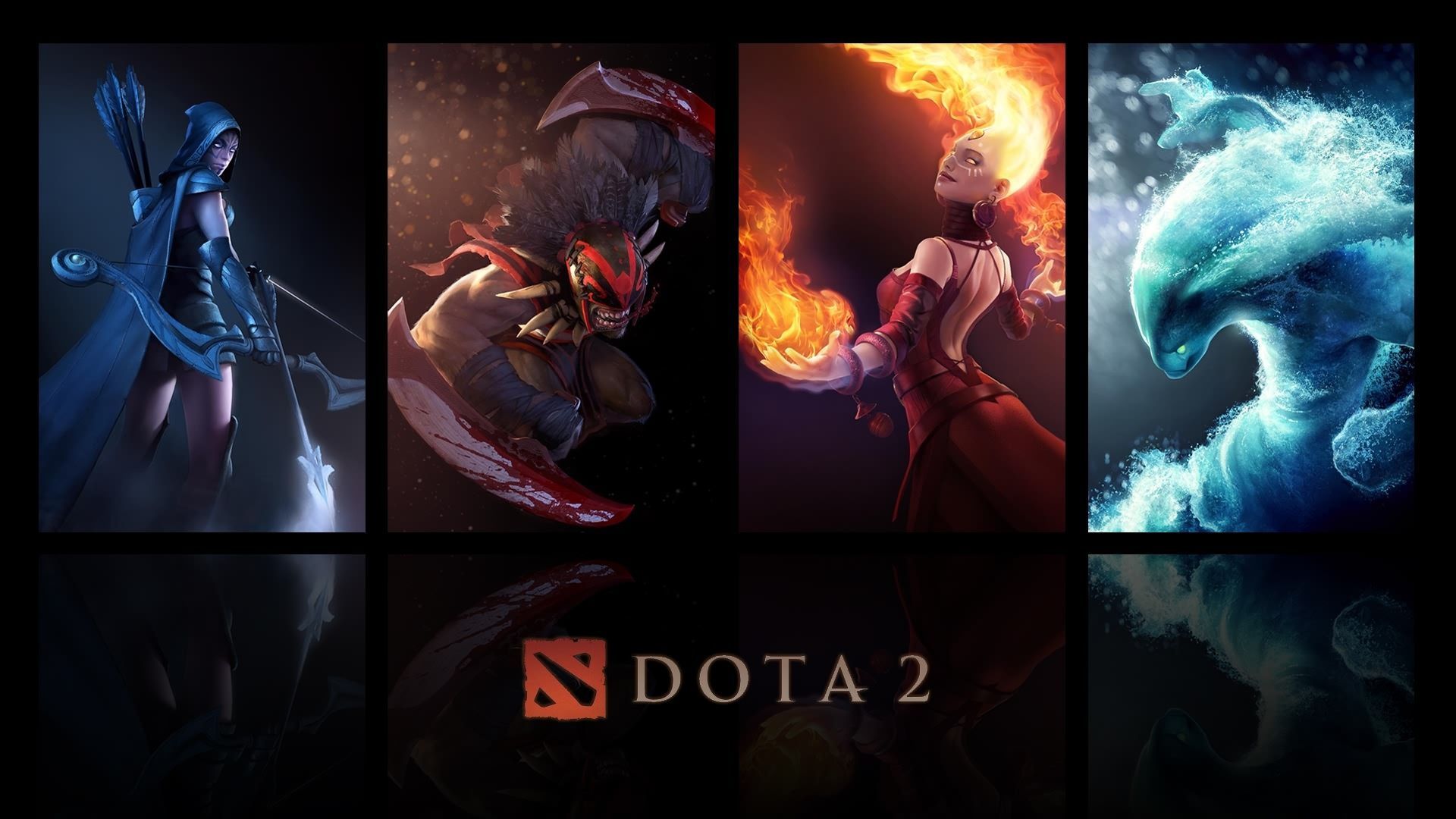 Eroi Dota 2 con logo, 1920x1080 Full HD, Desktop