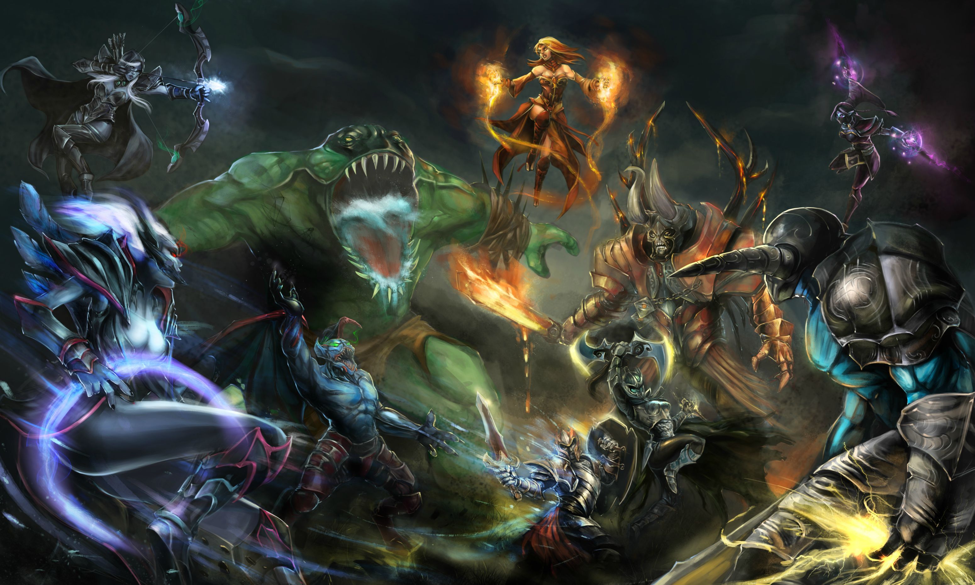 Eroi Dota 2 in battaglia, 3100x1860 WQXGA, Laptop
