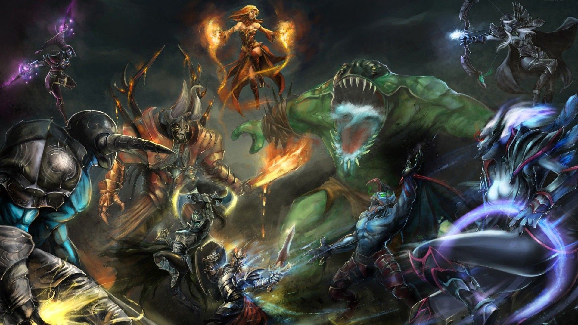 Eroi Dota 2 in battaglia, 1920x1080 1080p, Desktop