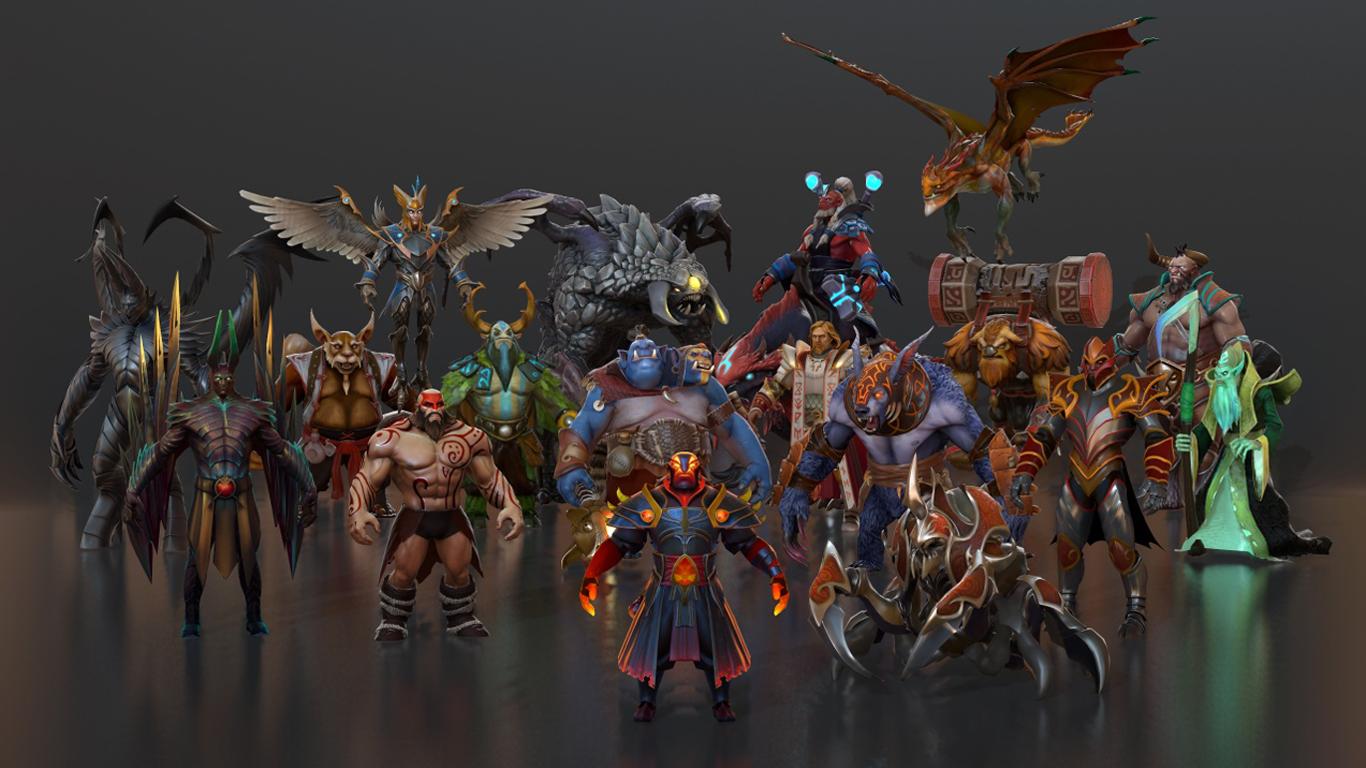 Eroi Dota 2 gruppo, 1366x768 720p, PC