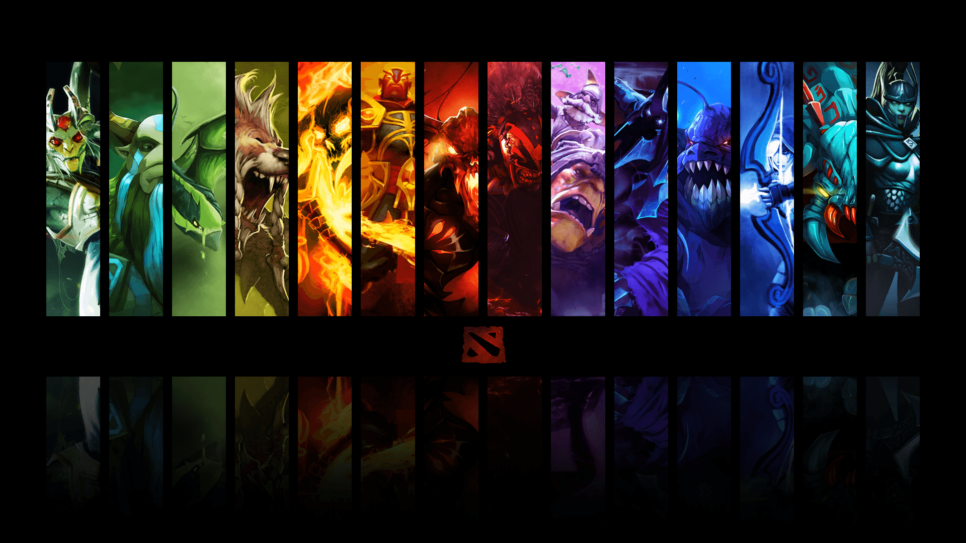 Eroi Dota 2 in pannelli colorati, MOBA, 1920x1080 Full HD, Desktop