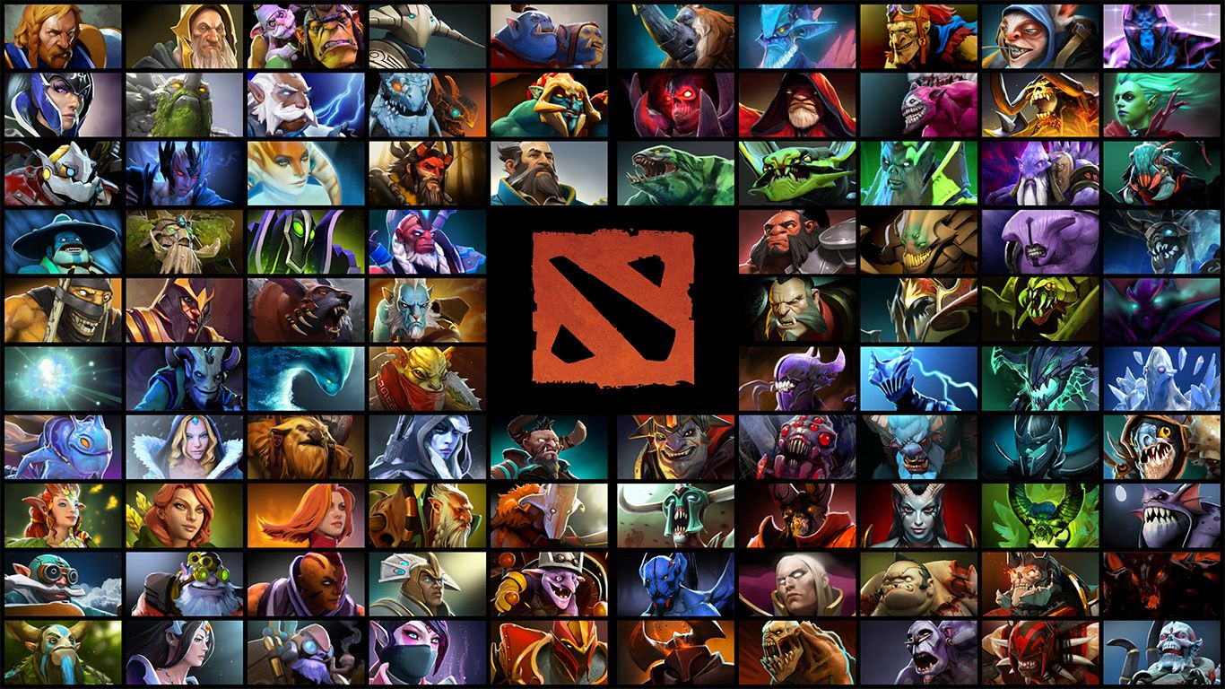 Griglia icone eroi Dota 2, 1366x768 HD, PC Desktop
