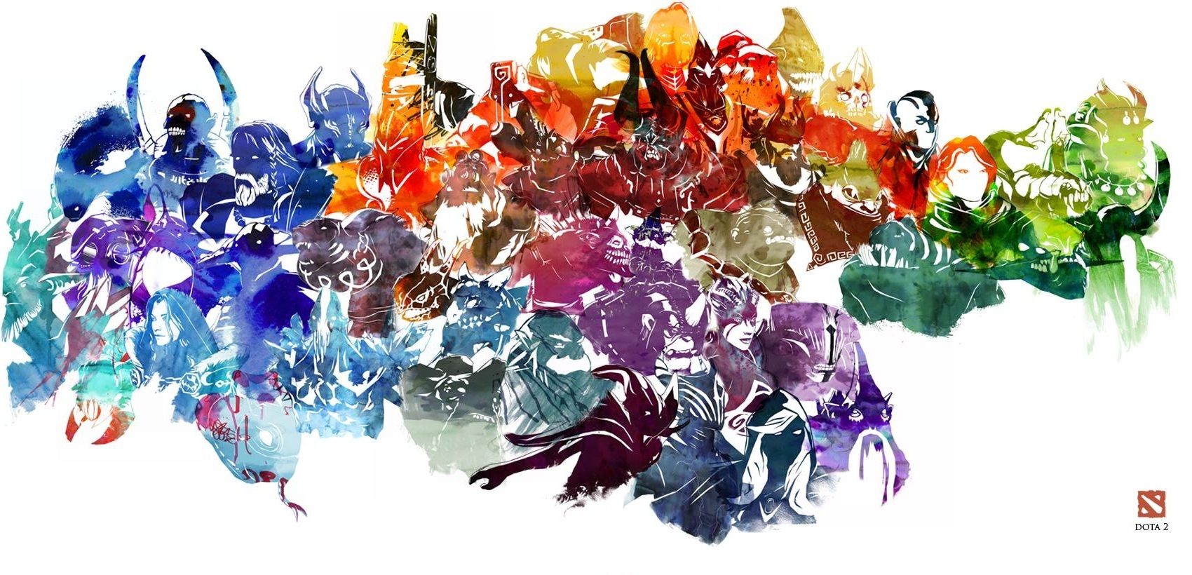 Eroi Dota 2 acquerello colorato, 1700x820 HD Ready, PC