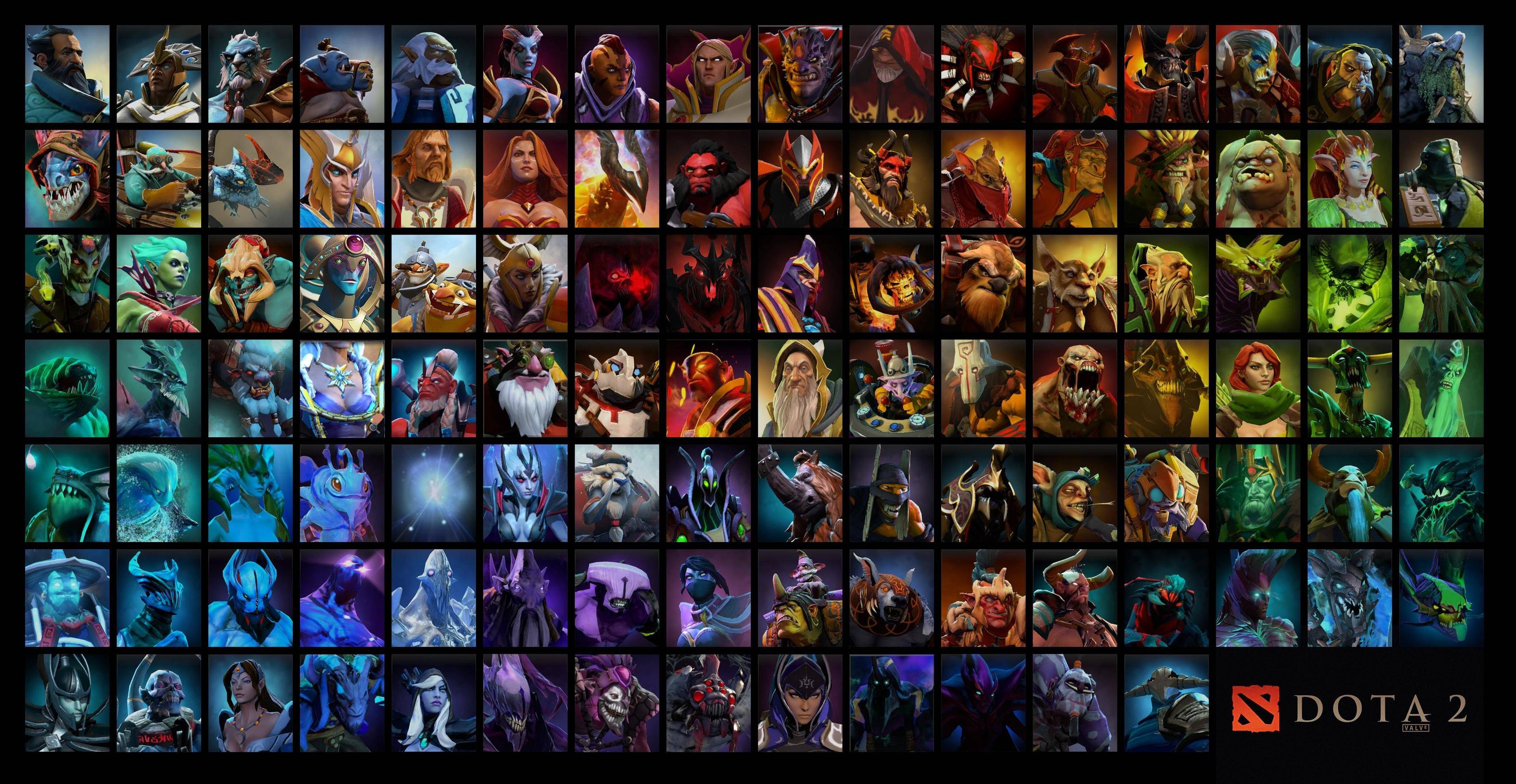 Griglia eroi Dota 2, 3376x1747 WQXGA, PC
