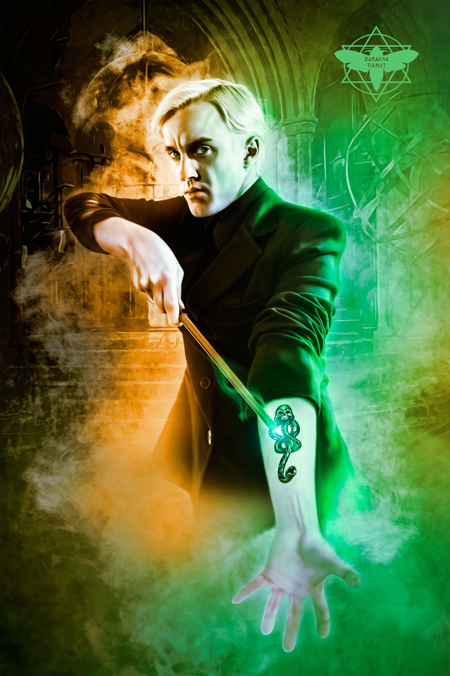 Draco Malfoy con bacchetta magica, 1500x2254 Full HD Verticale, Smartphone
