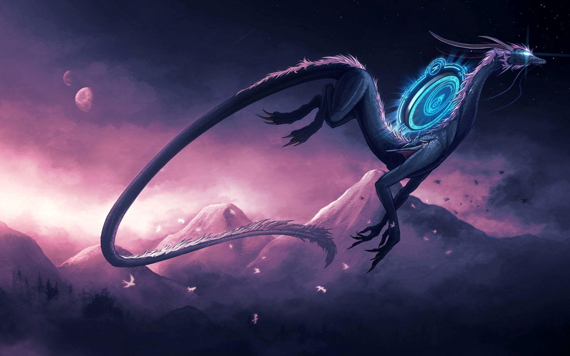 Drago blu fantasy notturno, 1920x1200 WUXGA, PC