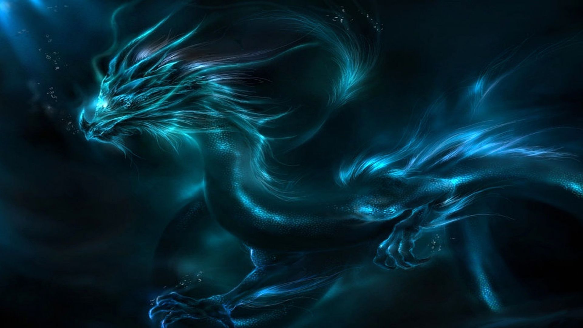 Drago blu luminoso fantasy, 1920x1080 1080p, Desktop