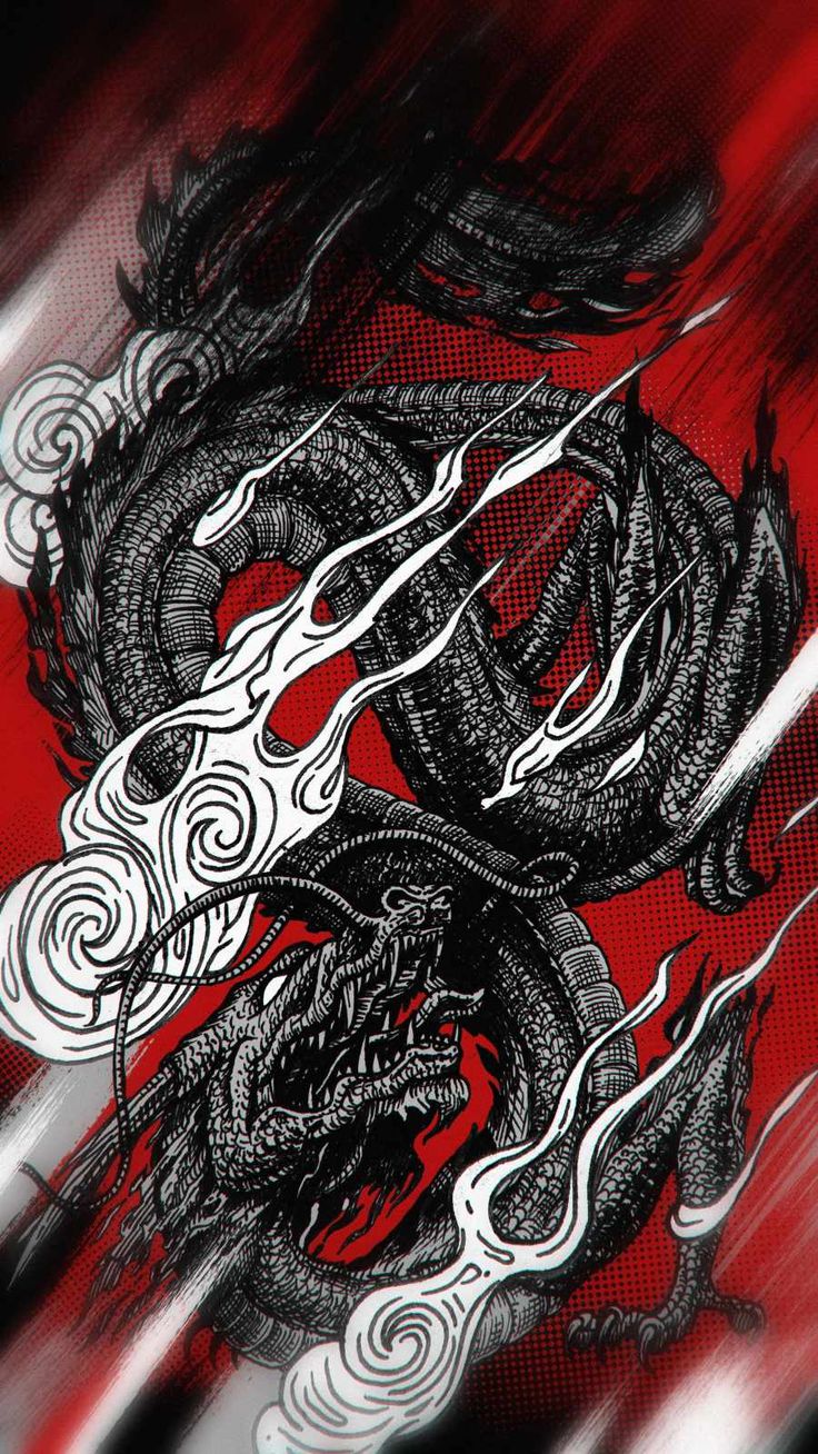 Drago artistico bianco e nero, 736x1308 Verticale, Mobile