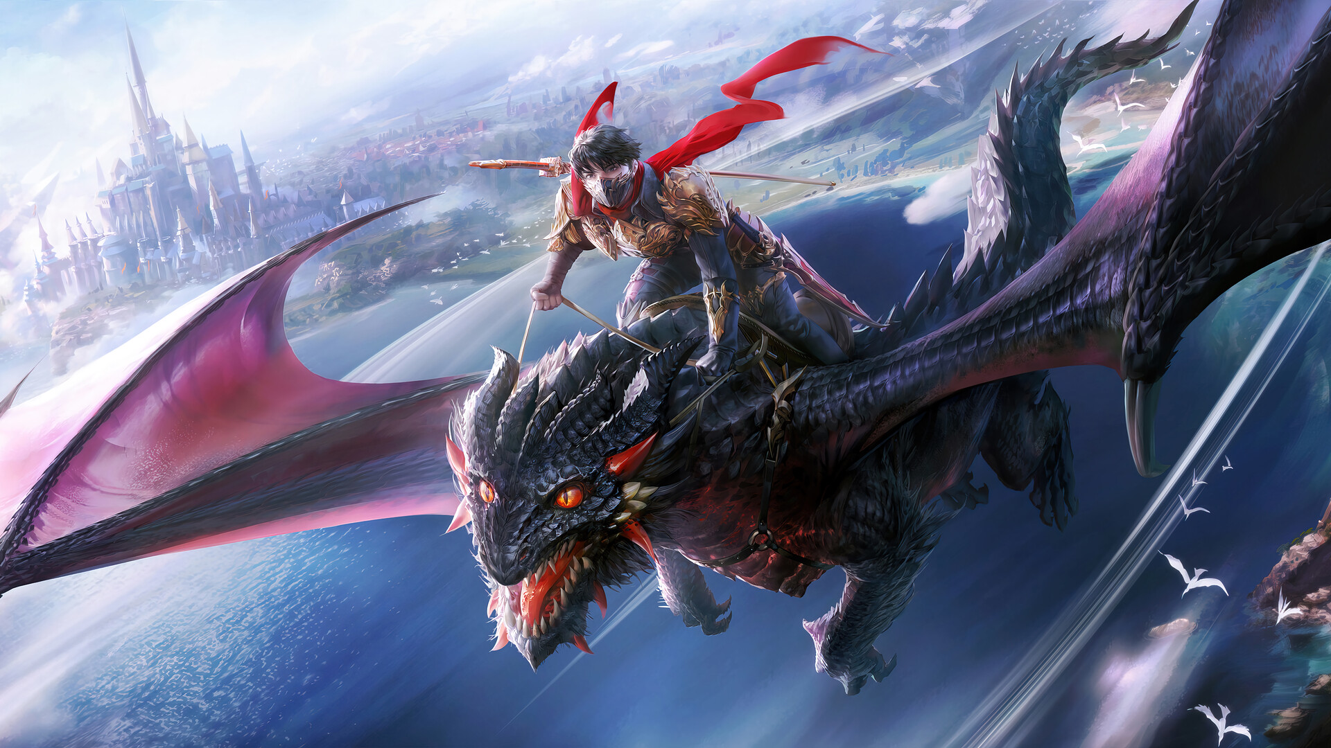 Guerriero su drago volante, 1920x1080 1080p, PC