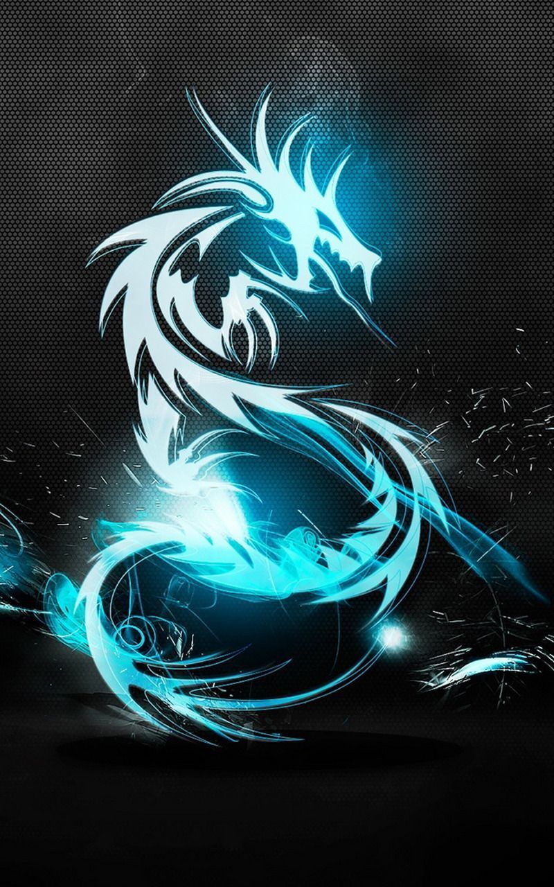 Drago astratto blu neon, 800x1280 Full HD Verticale, Smartphone