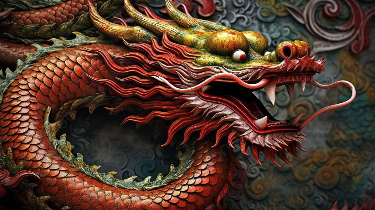 Drago cinese rosso oro, 1200x673 HD, Desktop