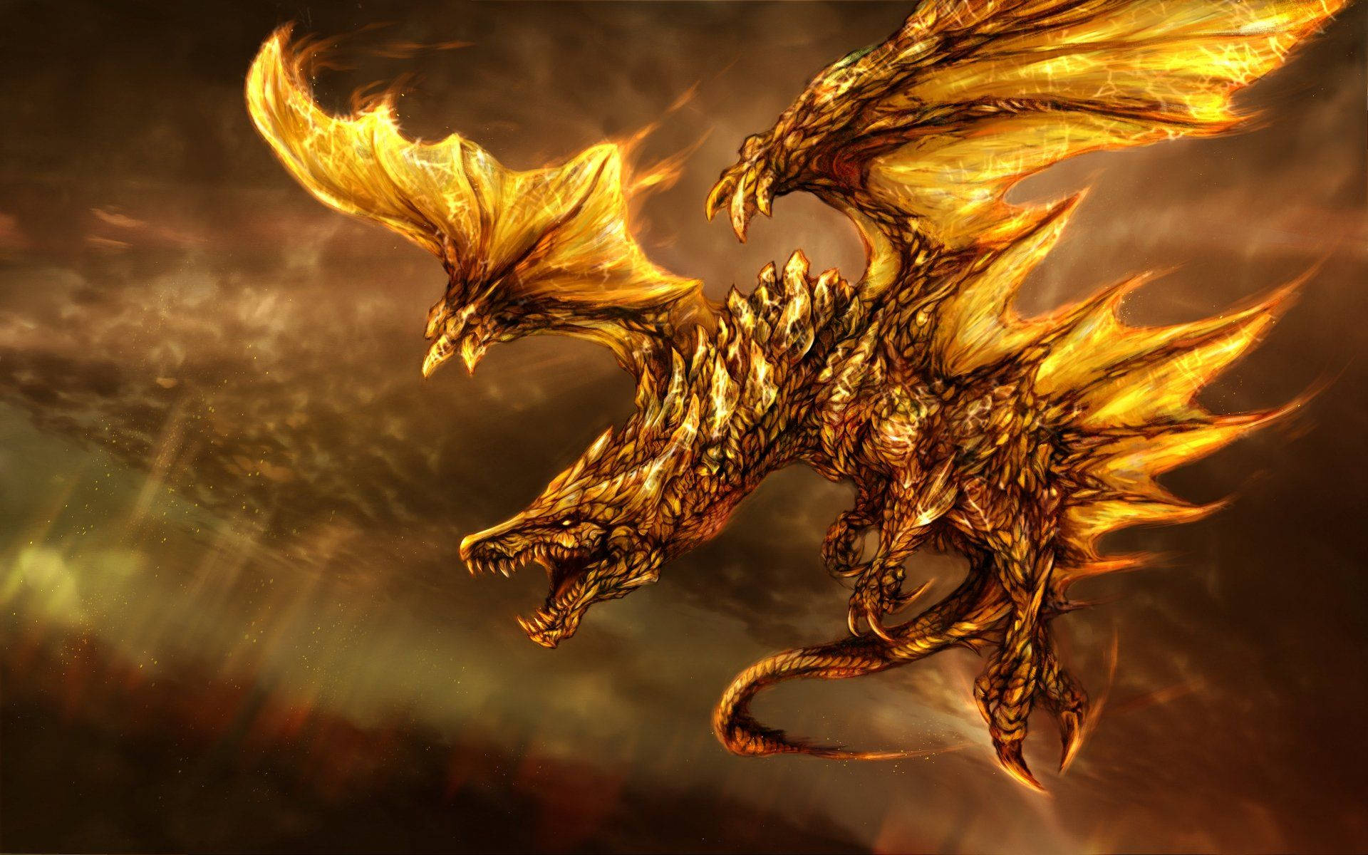 Drago dorato di fuoco, 1920x1200 Full HD+ WUXGA, PC