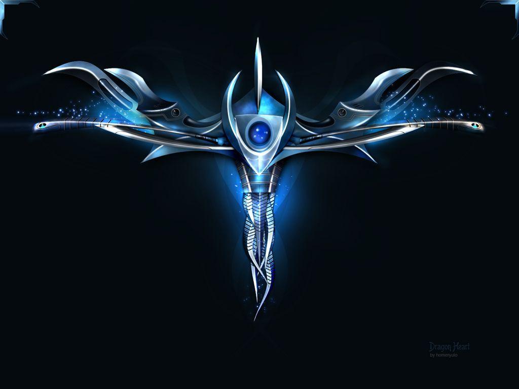 Drago metallico astratto blu, 1024x768 HD, Desktop