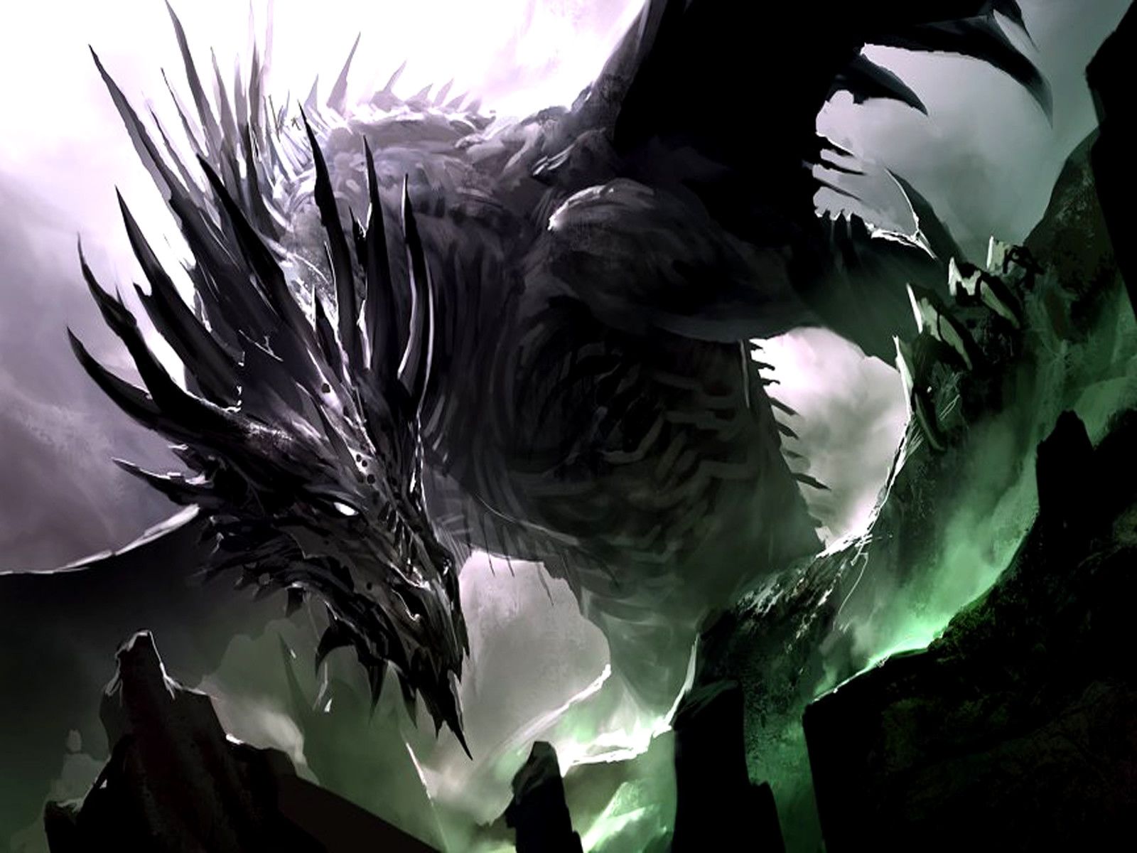 Drago nero fantasy oscuro, 1600x1200 HD Ready, PC