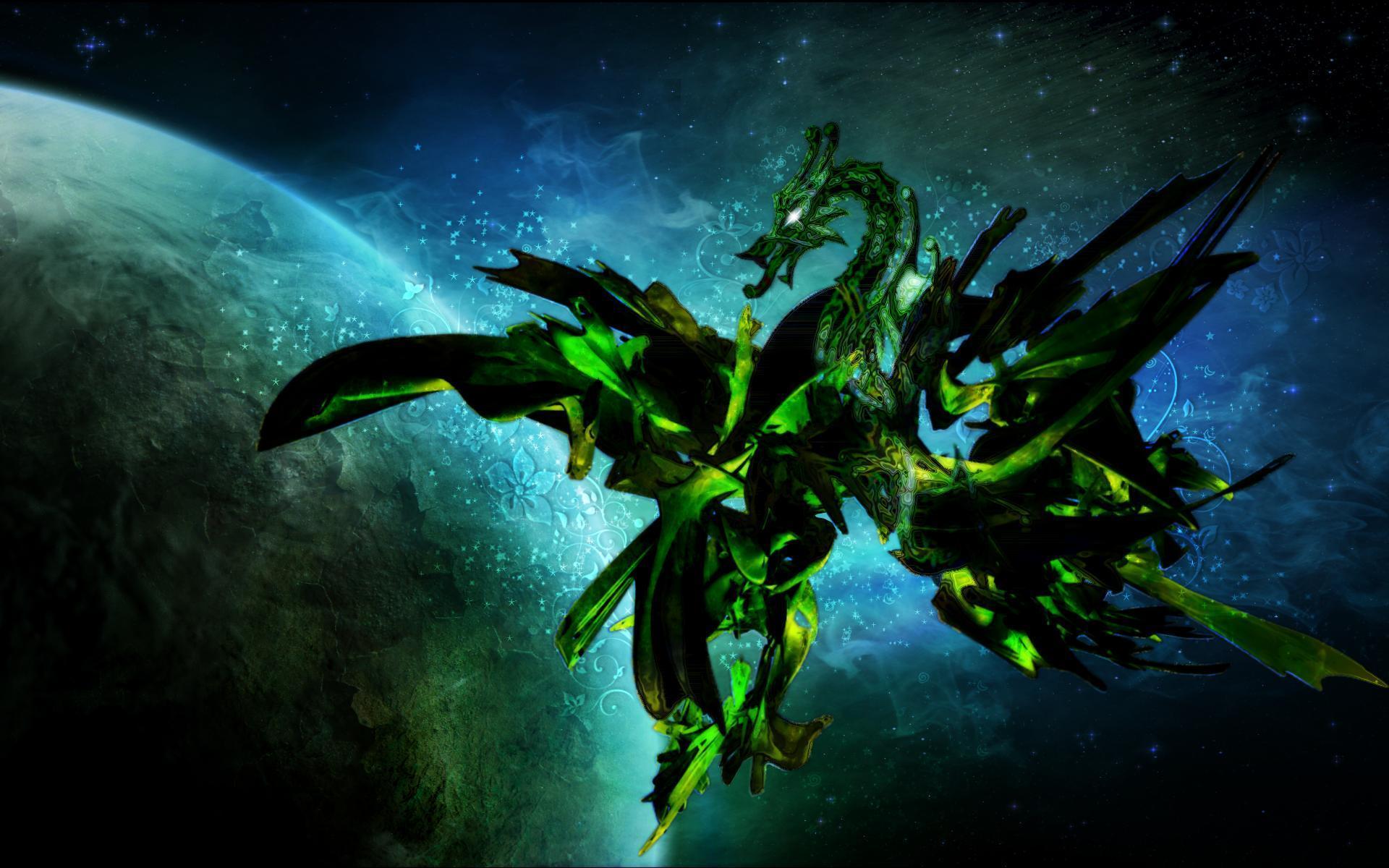 Drago verde spaziale meccanico, 1920x1200 Full HD+, Desktop