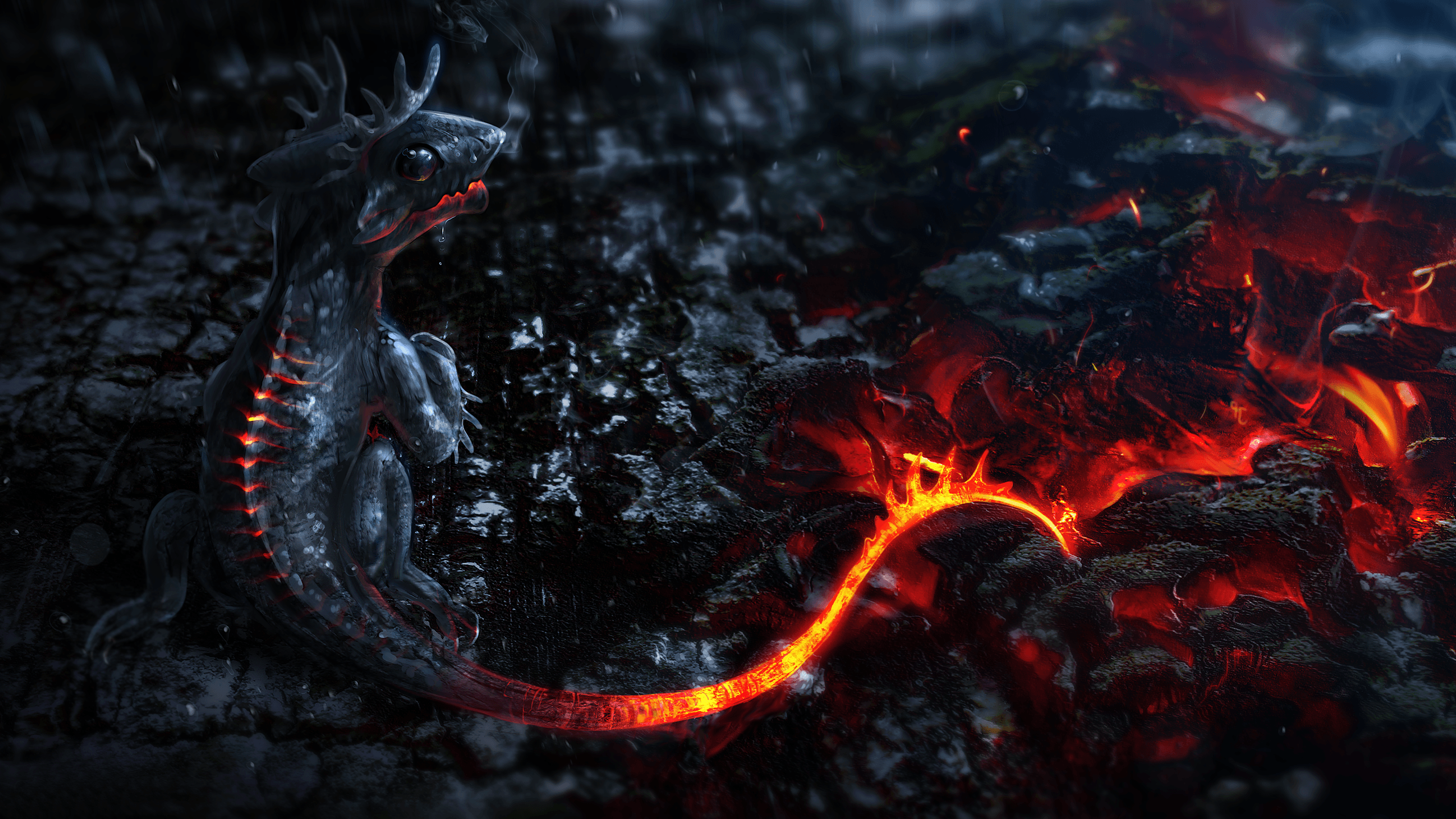 Piccolo drago con lava, 2560x1440 1440p, Desktop