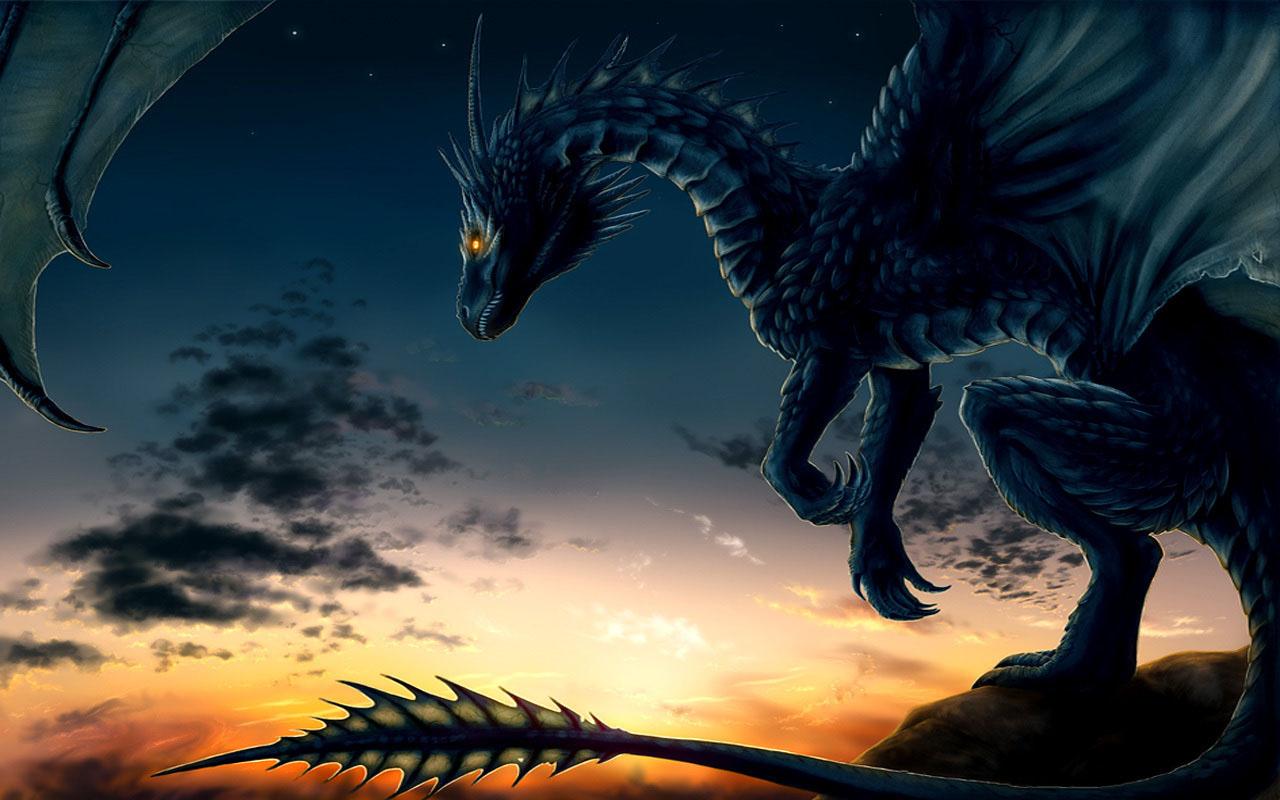 Drago nero al tramonto, 1280x800 720p, PC