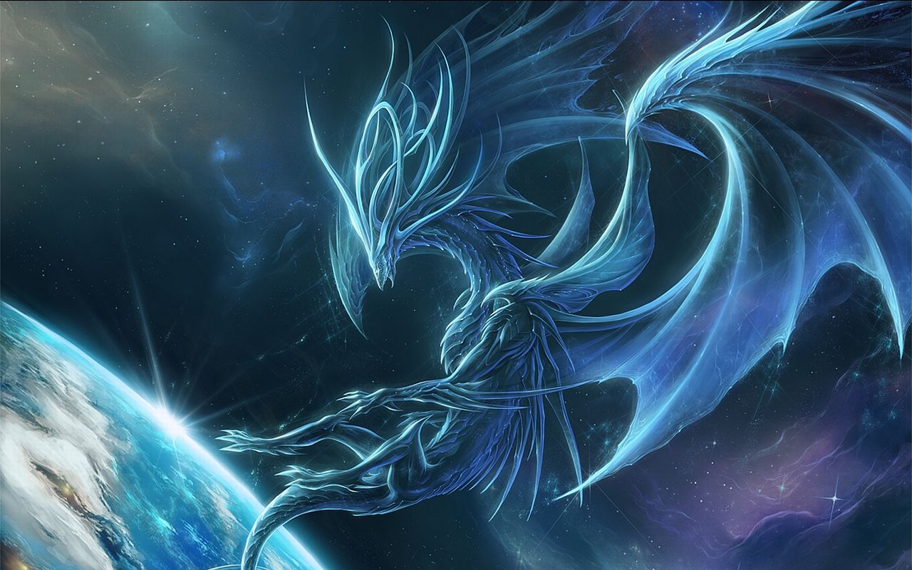 Drago di ghiaccio nello spazio, 1280x800 720p, Laptop