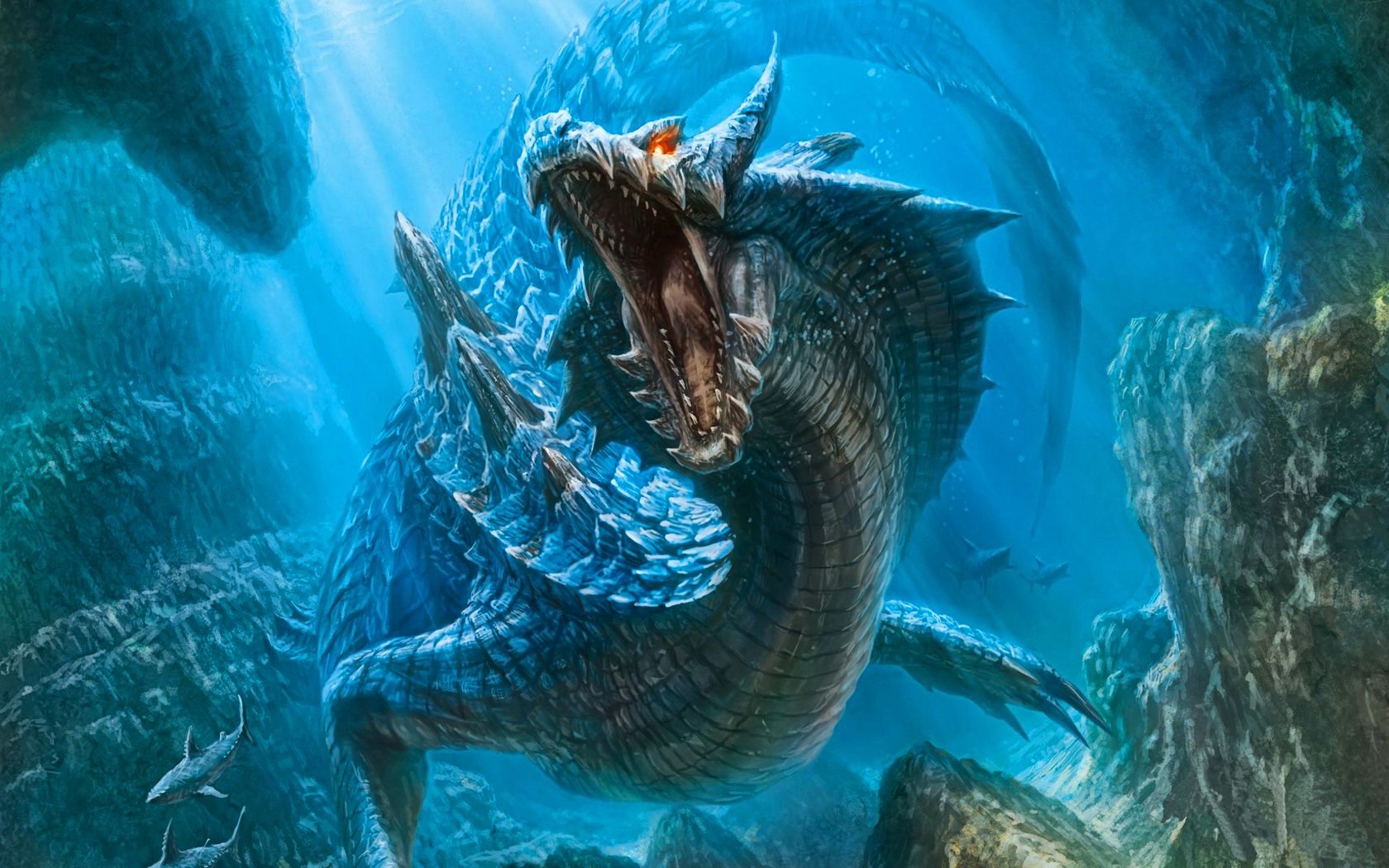 Drago acquatico blu subacqueo, 1680x1050 HD, Desktop