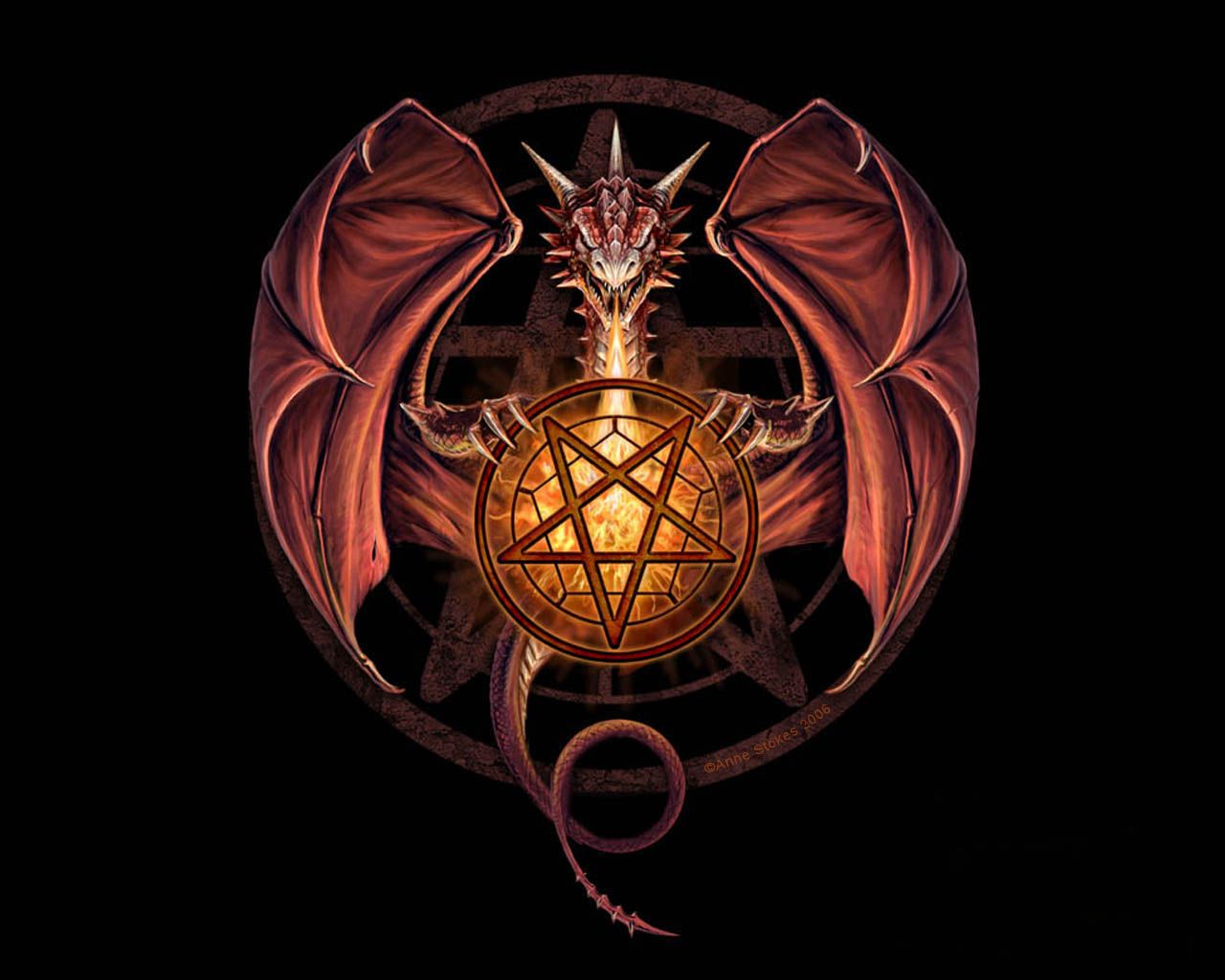Drago con pentagramma dorato, 1280x1024 HD, Desktop