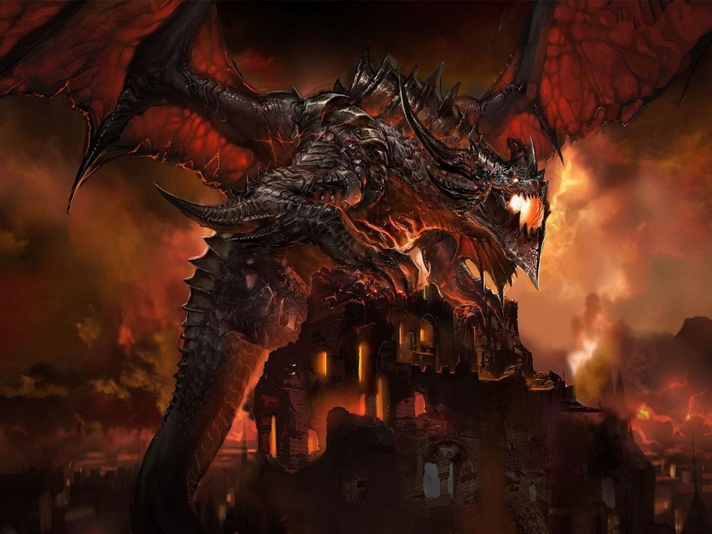 Drago gigante rosso e nero, 1024x768 HD, PC