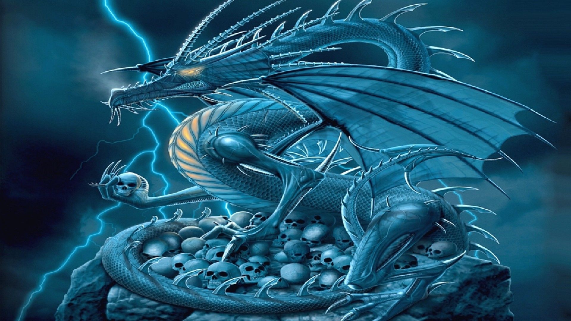 Drago scheletrico blu notturno, 1095x730 HD, iMac