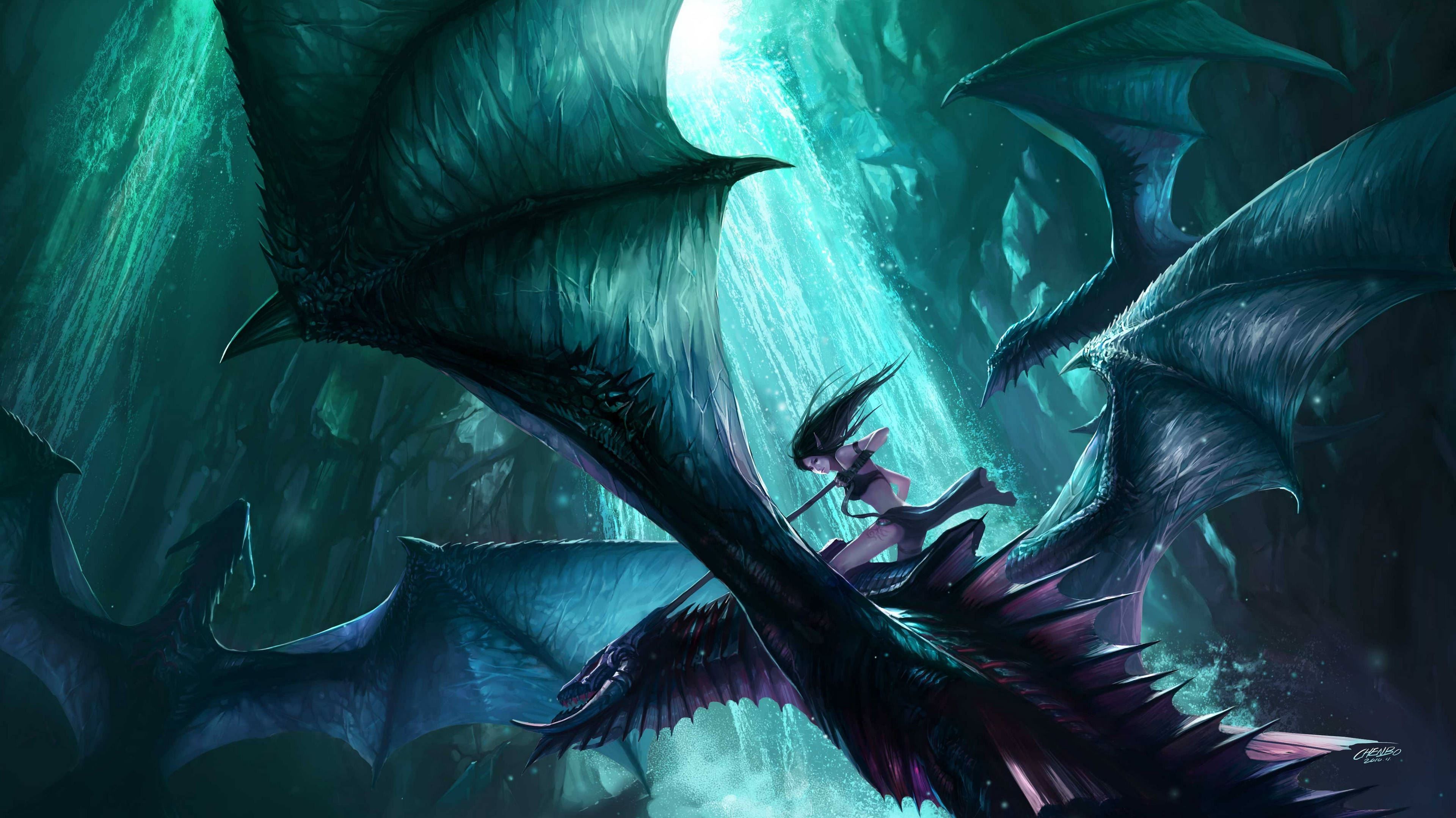 Drago blu ali spiegate, 3840x2160 4K, Monitor 4K