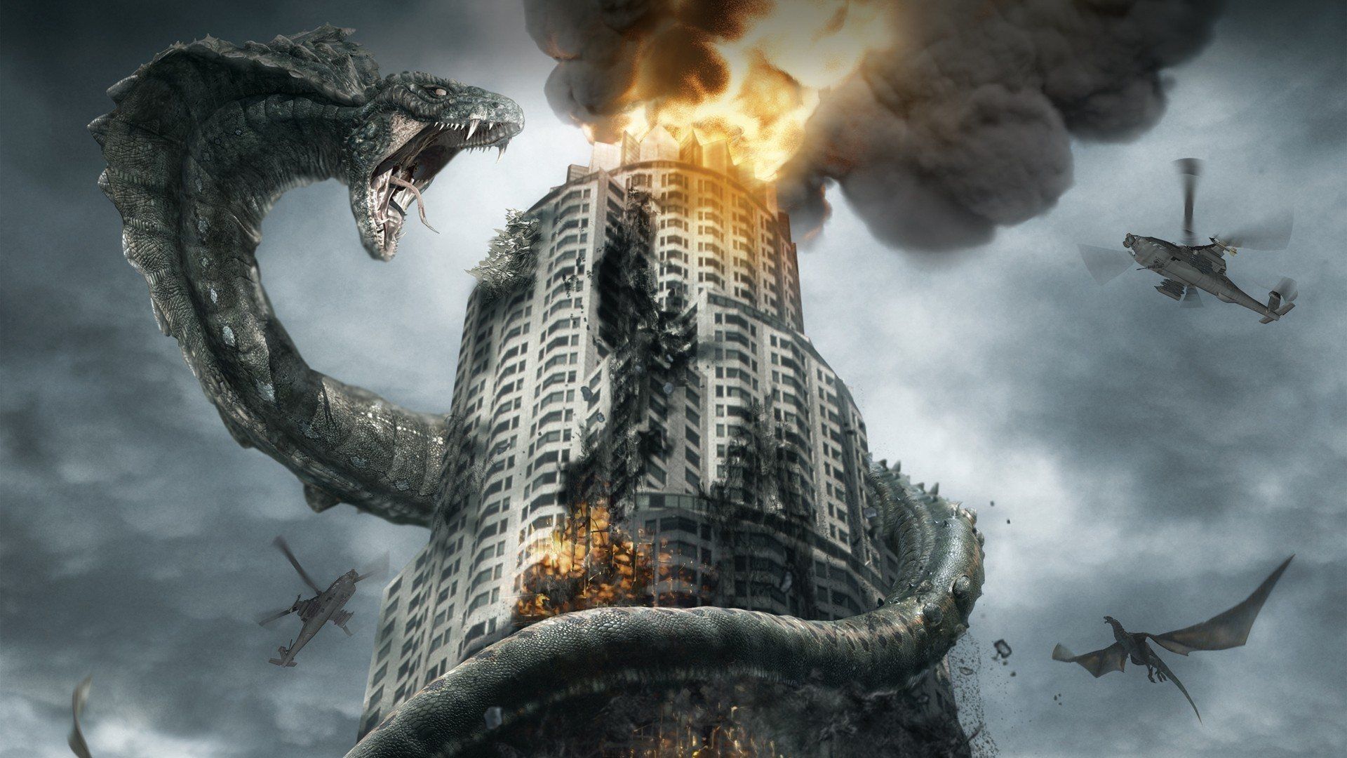 Drago attacca grattacielo, 1920x1080 Full HD, Desktop