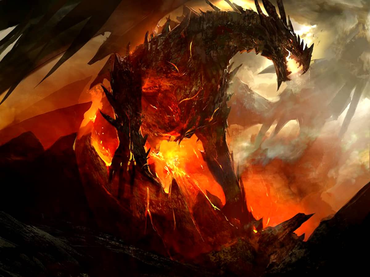 Drago di fuoco e lava, 1200x900 HD, Desktop