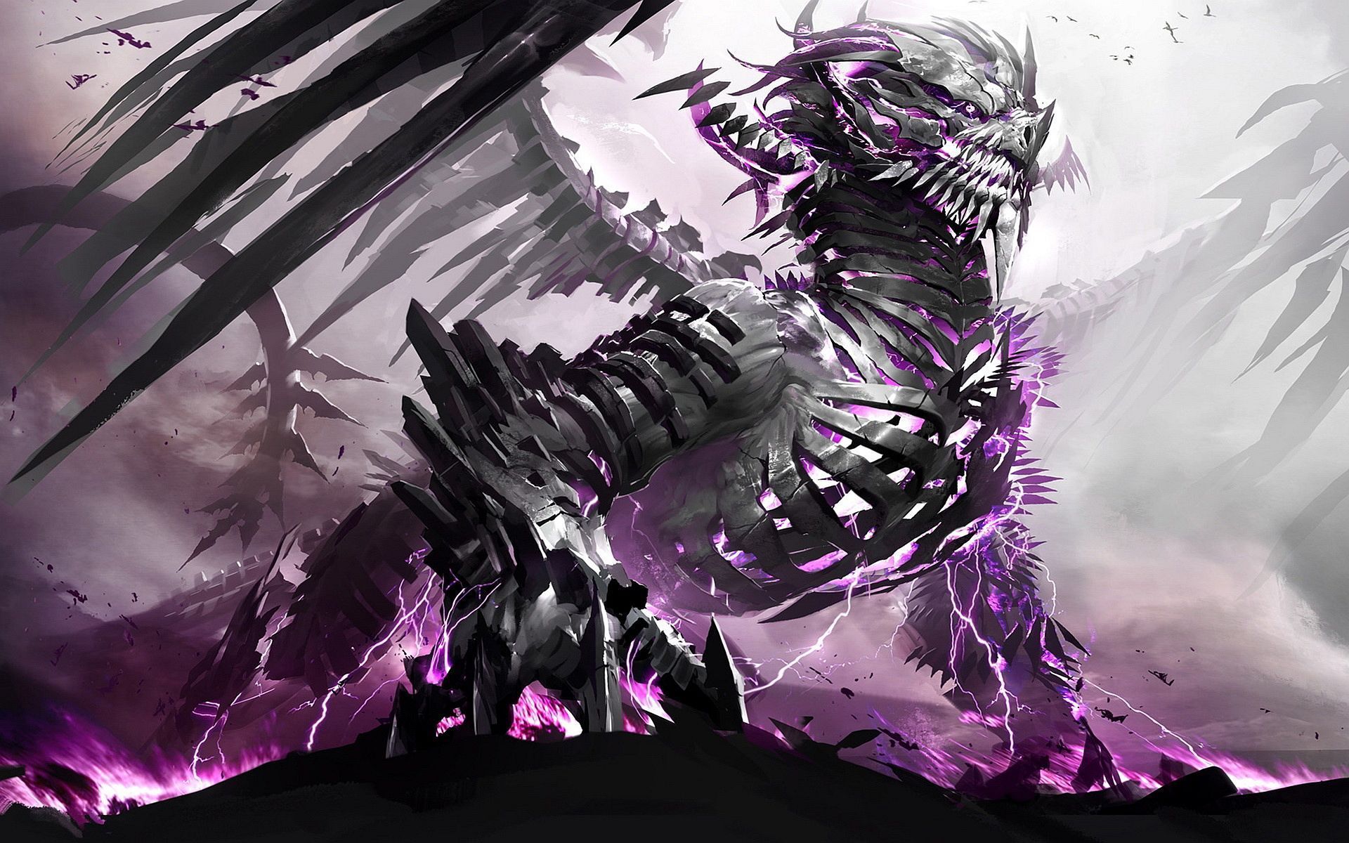 Drago nero e viola alato, 1920x1200 Full HD+ WUXGA, PC