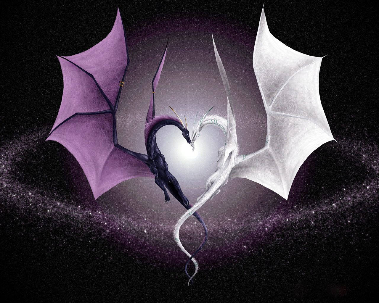 Draghi viola e bianco cuore, 1280x1024 HD, Desktop