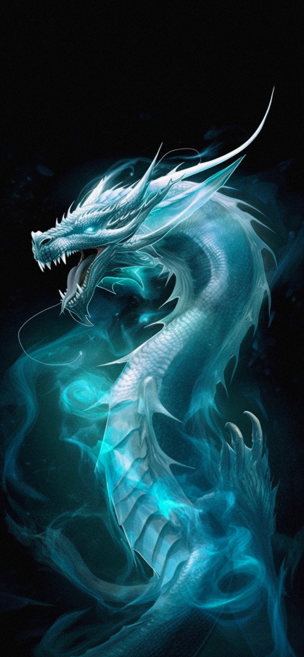 Drago fantasma blu spettrale, 1183x2560 Verticale, Telefono