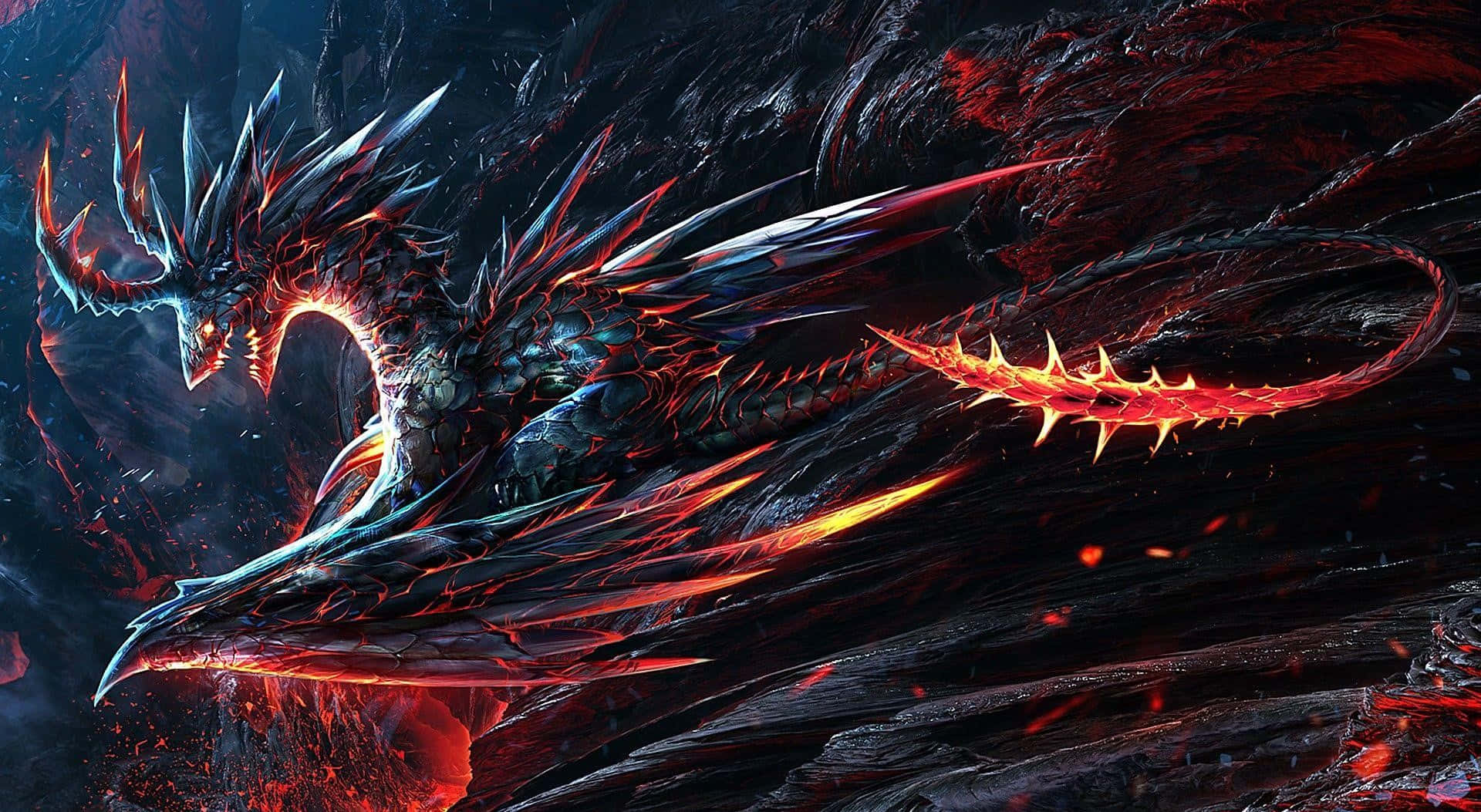 Drago rosso e nero fantasy, 1920x1053 Full HD, Laptop