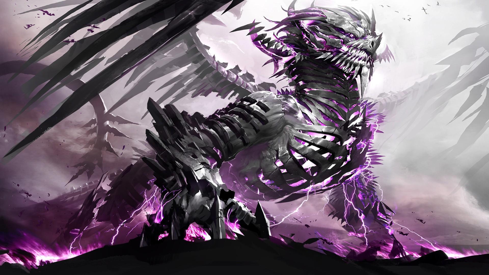Drago nero e viola epico, 1920x1080 1080p, Laptop
