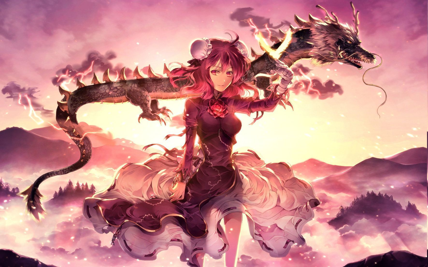 Ragazza anime con drago nero, 1772x1108 HD Ready, Laptop