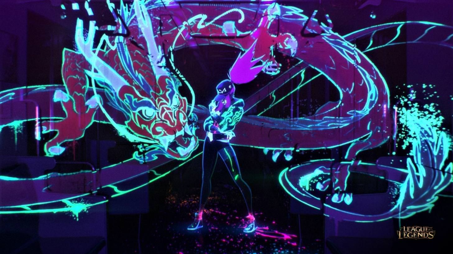 Akali K/DA drago neon, 1456x819 HD, Desktop