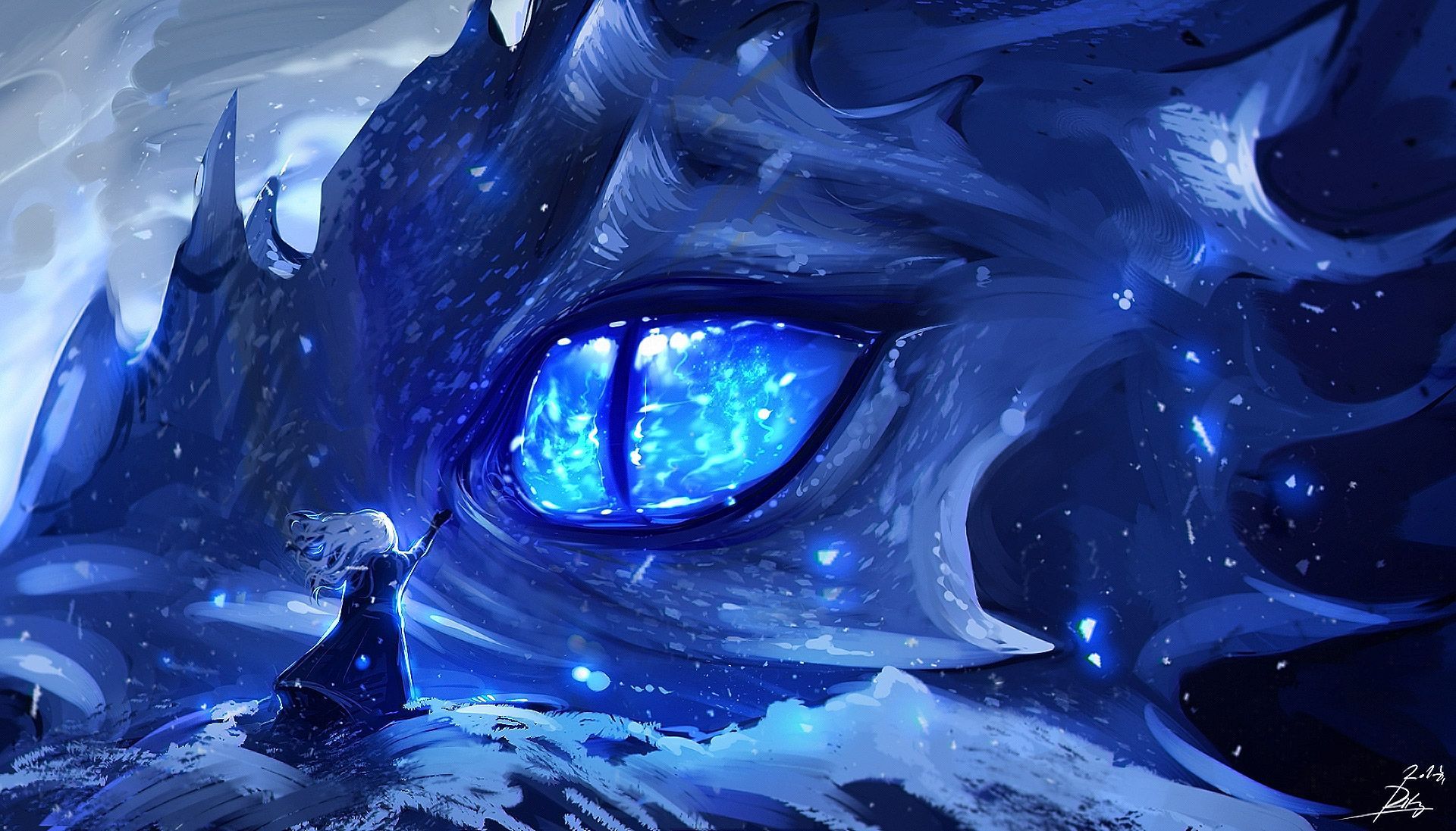 Occhio drago blu gigante, 1920x1097 1080p, PC