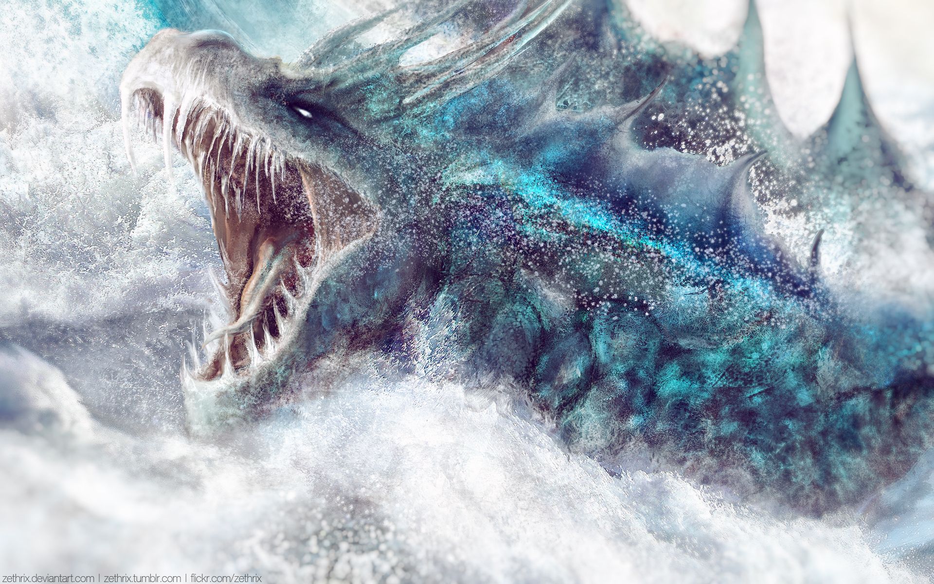 Drago d'acqua blu luna, 2500x1389 alta risoluzione, iMac