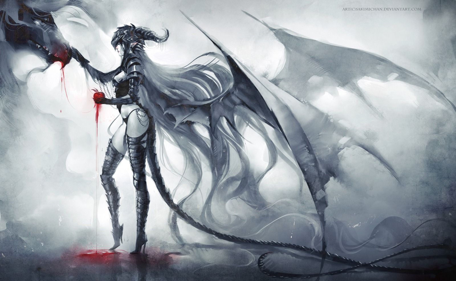 Guerriera drago alata grigia, 1600x989 HD, PC