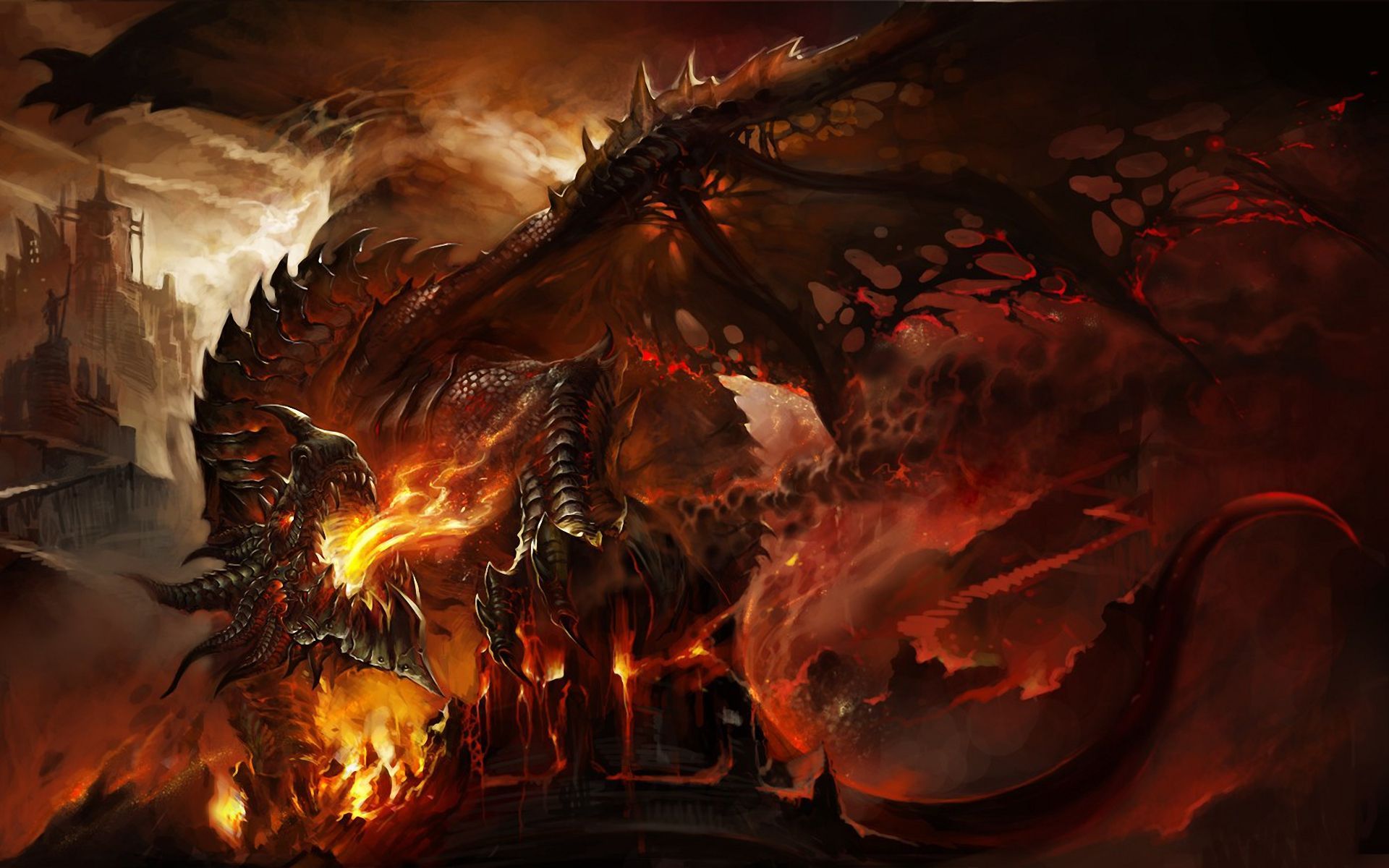 Drago nero sputa fuoco, 1920x1200 Full HD+ WUXGA, Laptop