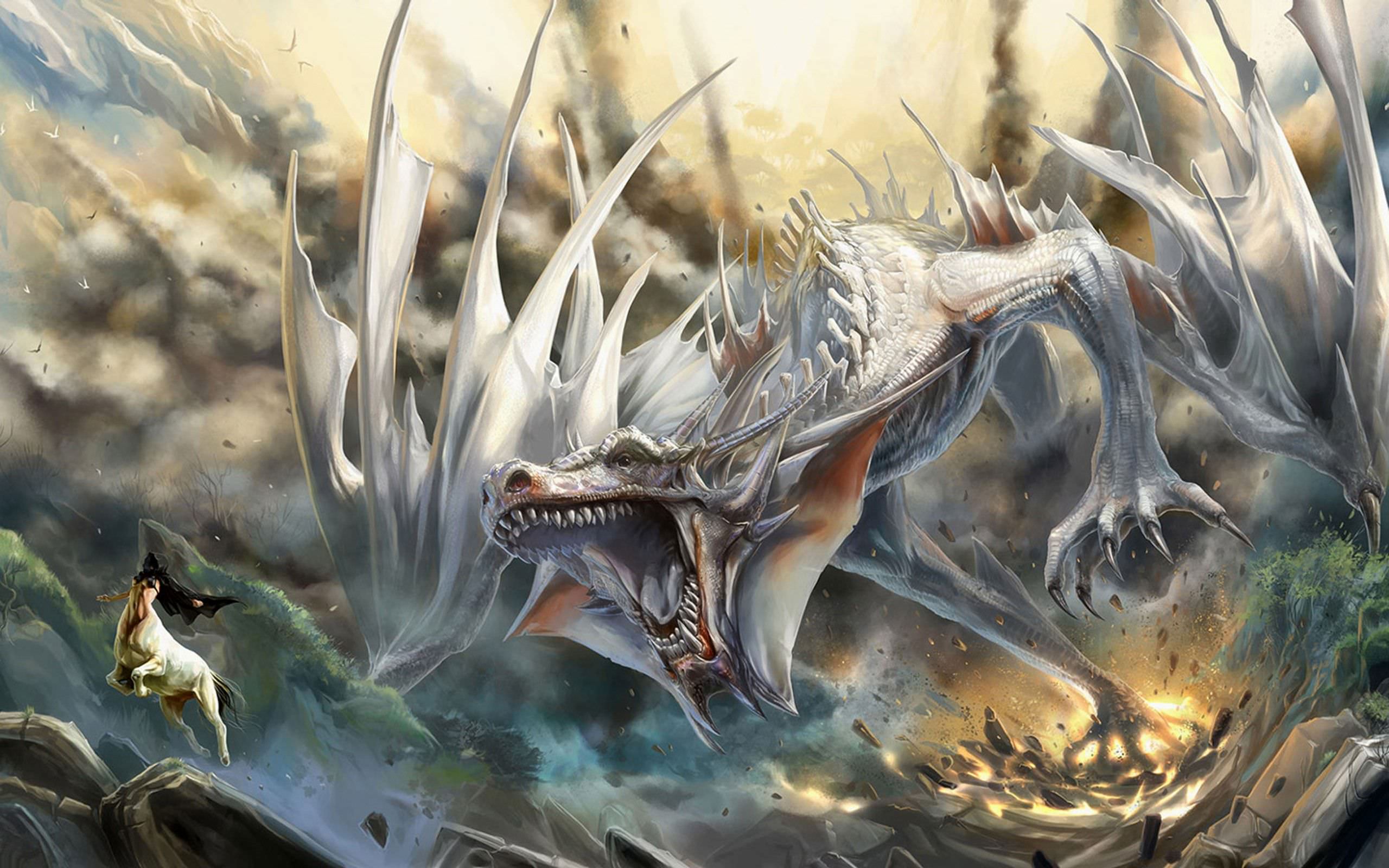 Drago asiatico inchiostro bianco, 2560x1600 2K+, PC