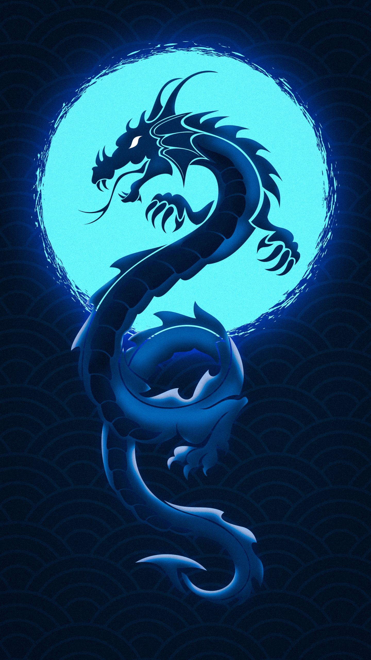 Drago blu con luna, 1440x2560 Full HD Verticale, iPhone